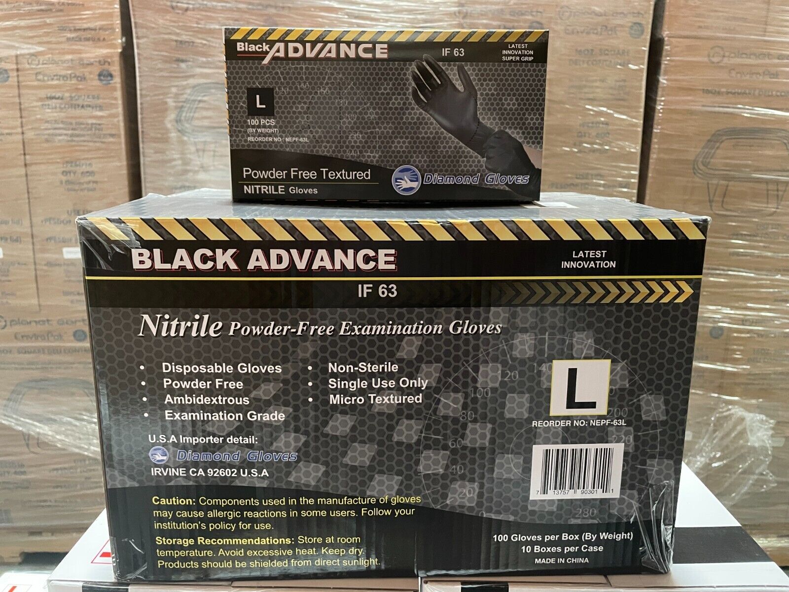 Advance Black Nitrile Exam Gloves IF63 Thick 6 Mil Black Gloves 1000 Pcs New