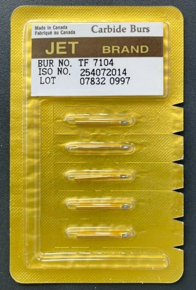 KERR JET TRIMMING & FINISH CARBIDE BURS 12 BLADES FF 7104 FLAME