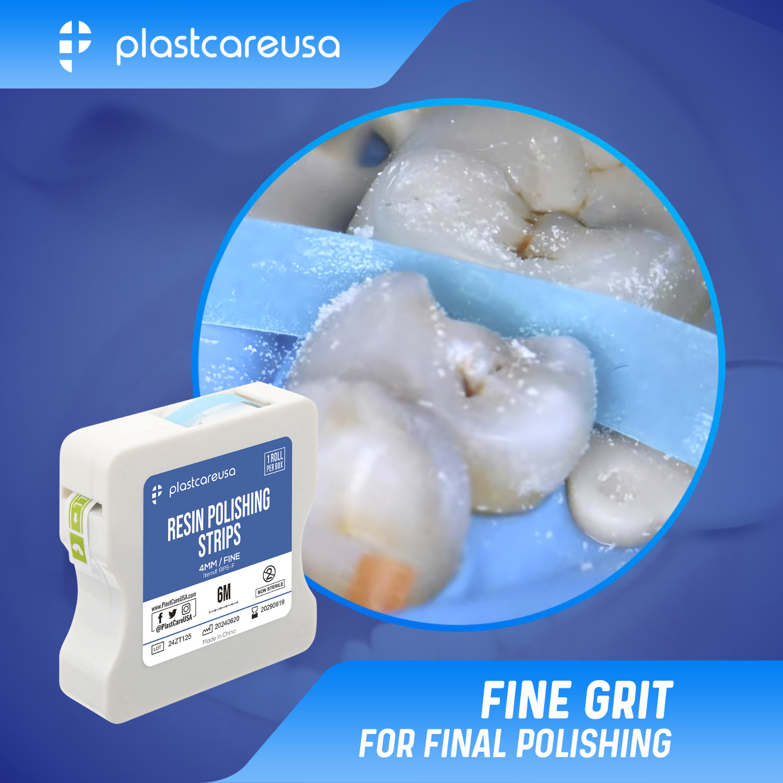Fine Grit Resin Polishing Strips File Kit, 4mm x 6M, Dental Sanding Teeth