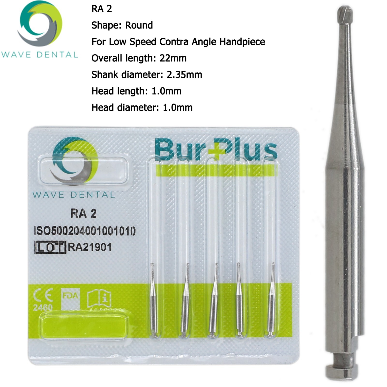 Wave Dental Carbide Round RA Burs Latch Surgical Length Bur RA SURG Contra Angle