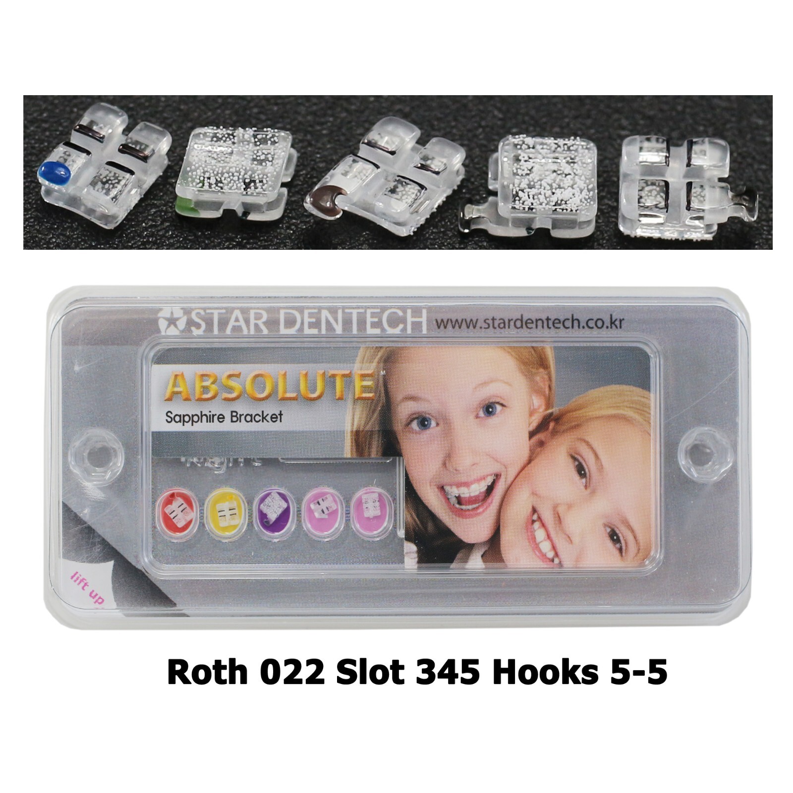 20PCS Dental Orthodontic Sapphire Clear Bracket Brace Roth MBT 022 345 Hooks 5-5