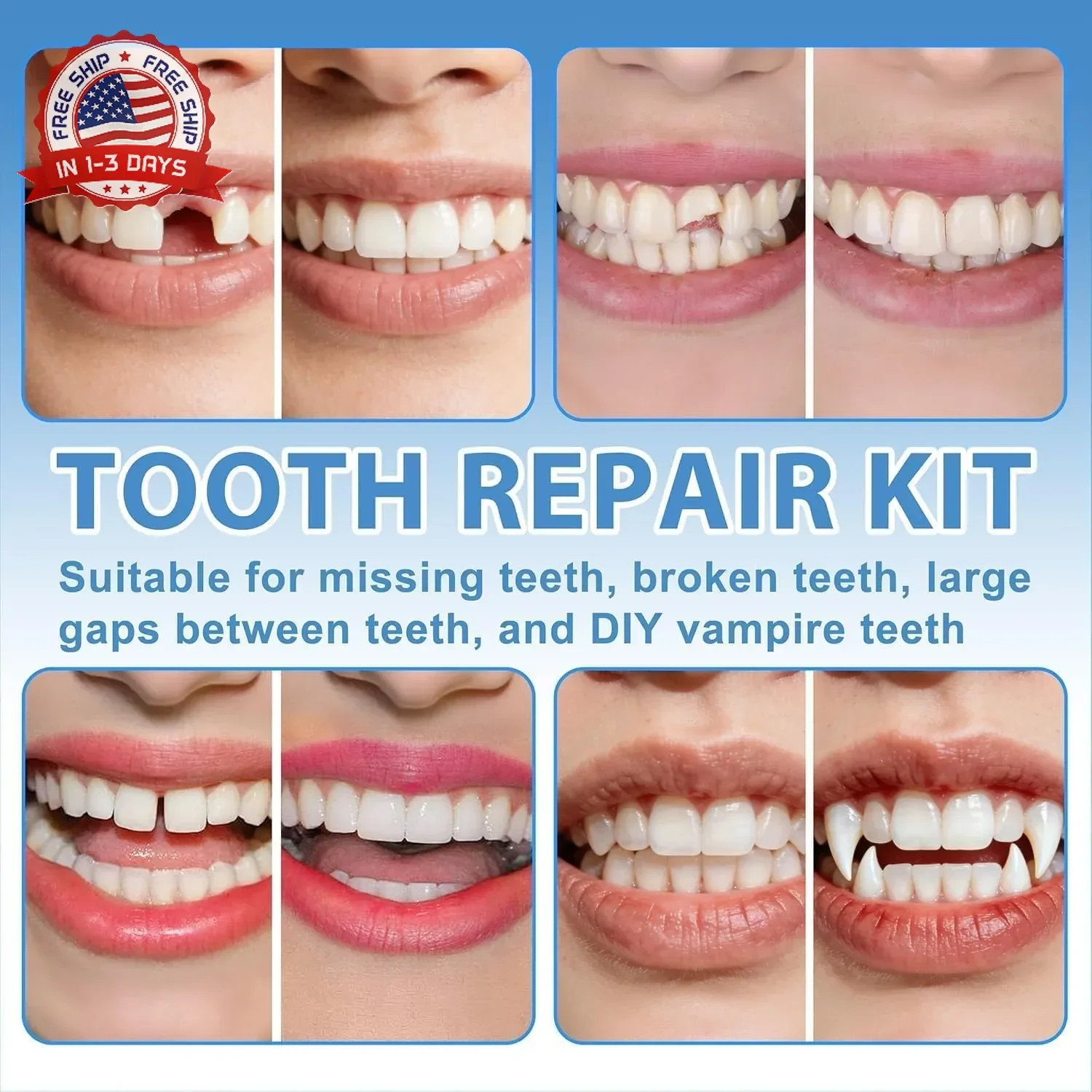 Tooth Repair Kit, Moldable False Teeth Beads for Teeth Repair, Suitable for Miss