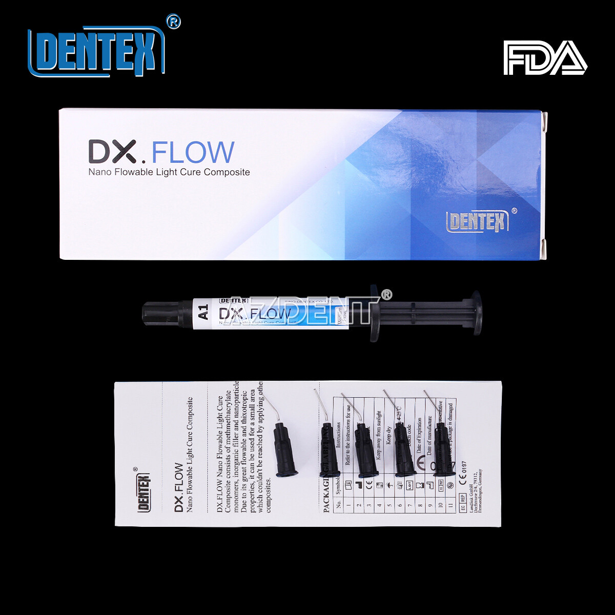 DENTEX Flowable Light Cure Composite Resin Medium Flow/Adhesive Light Cure