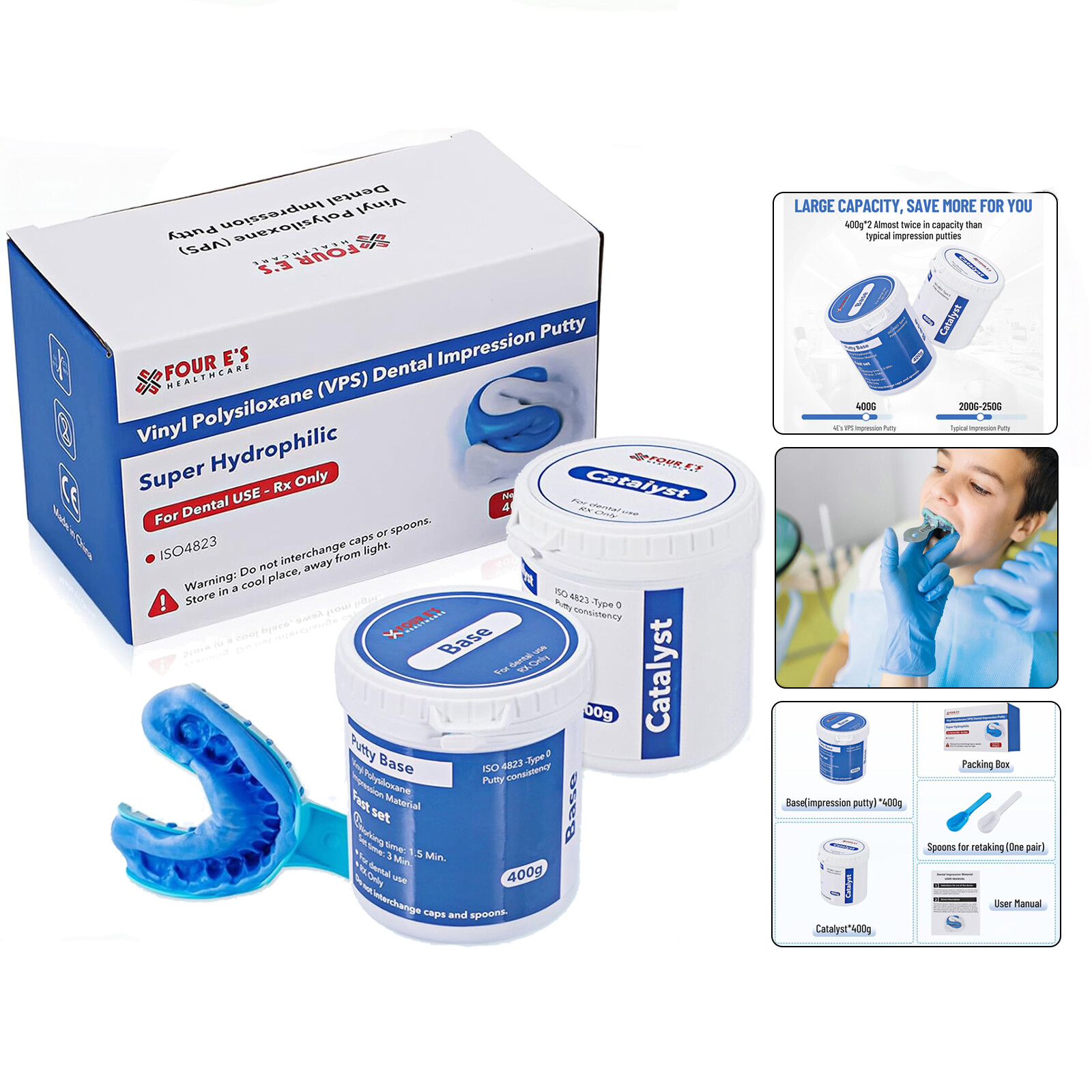 10Pack Dental Impression Putty Fast Set 800g VPS Putty(400g Base&400g Catalyst)