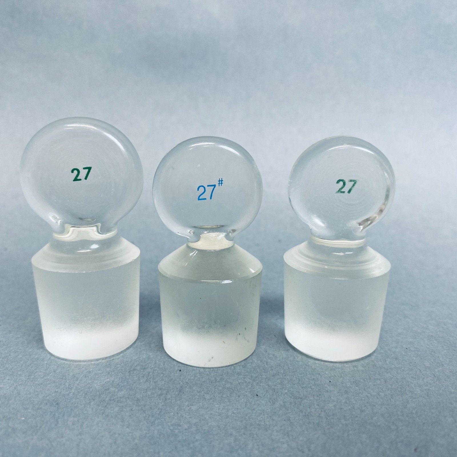 Chemglass Pennyhead Stopper #27 Solid Flask Length Lot of 3 Stoppers