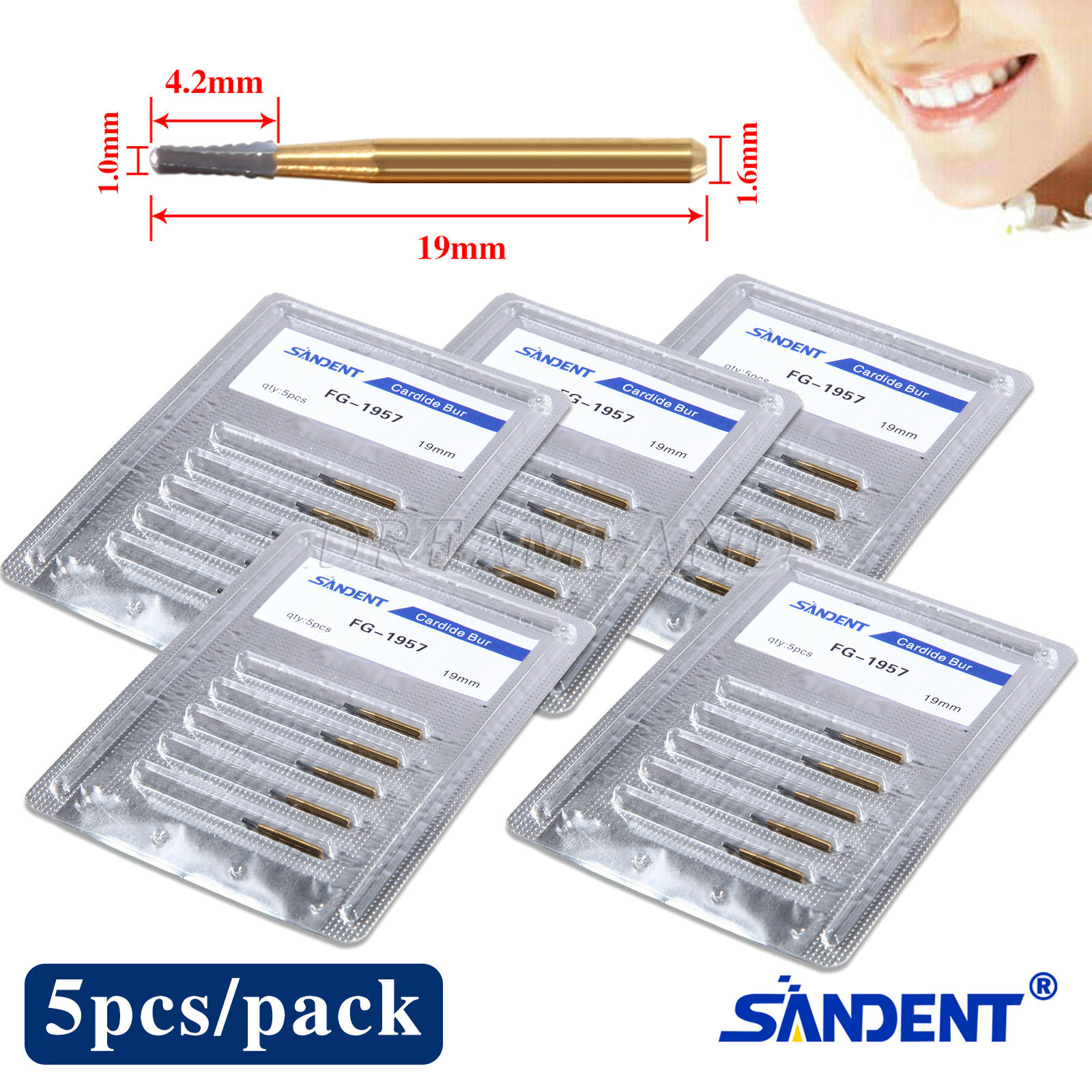 Dental Tungsten Steel Carbide Crown Metal Cutting Burs For High Speed FG-1957