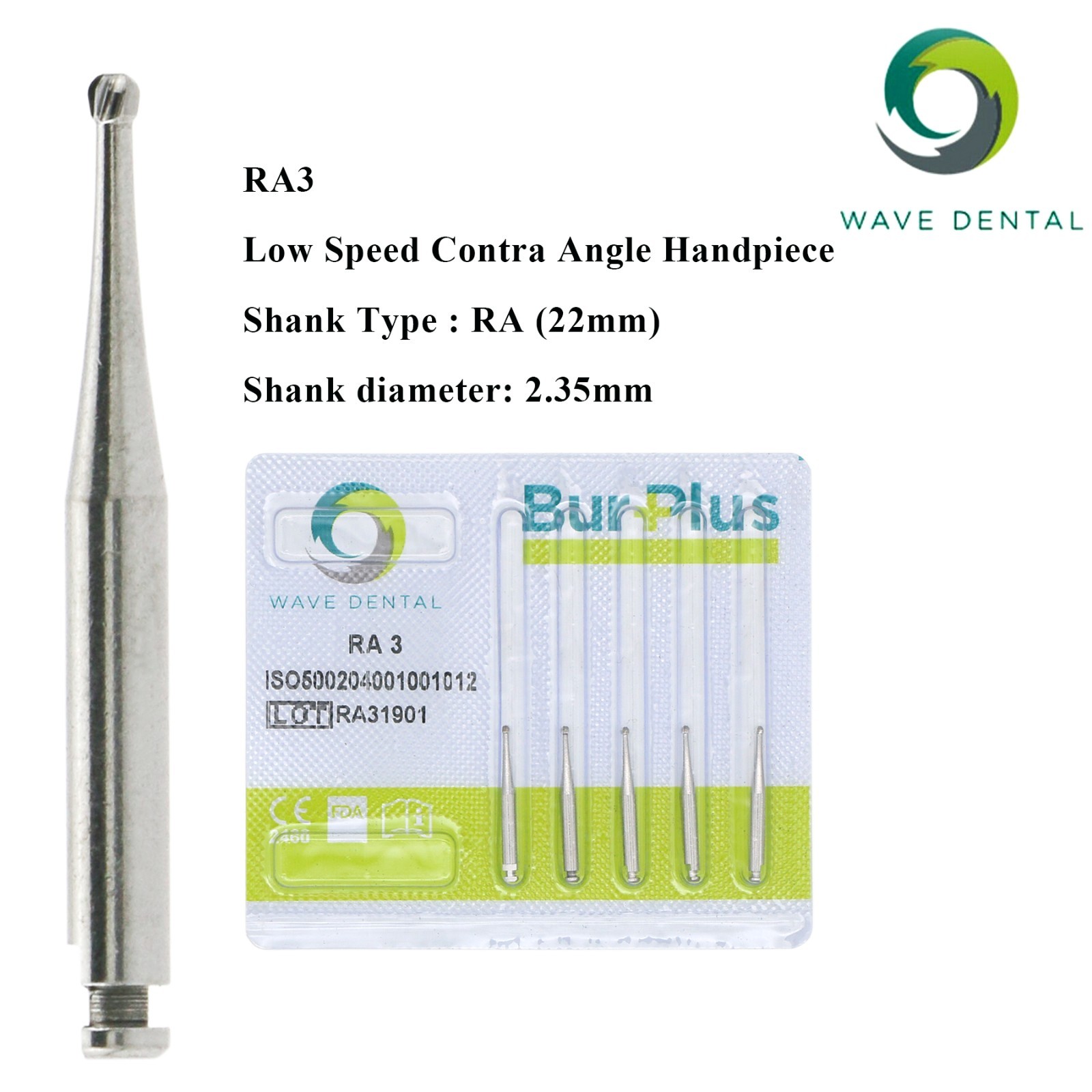Wave Dental Bur Round RA 1 2 3 5 7 8 41 Latch Carbide For Low Speed Contra Angle