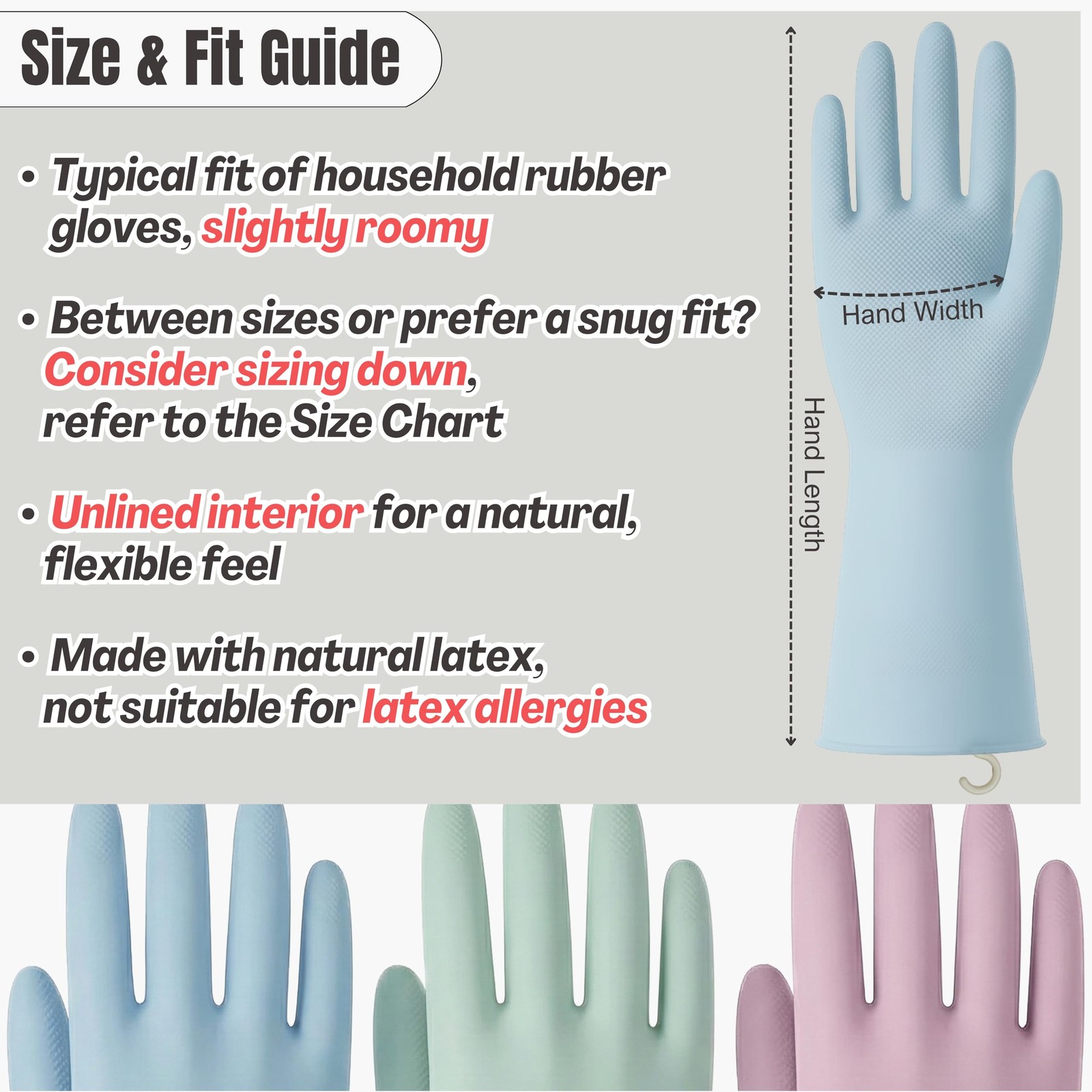 3 Pairs Dishwashing Gloves with Hanging Hooks – Reusable Cleaning Gloves for …