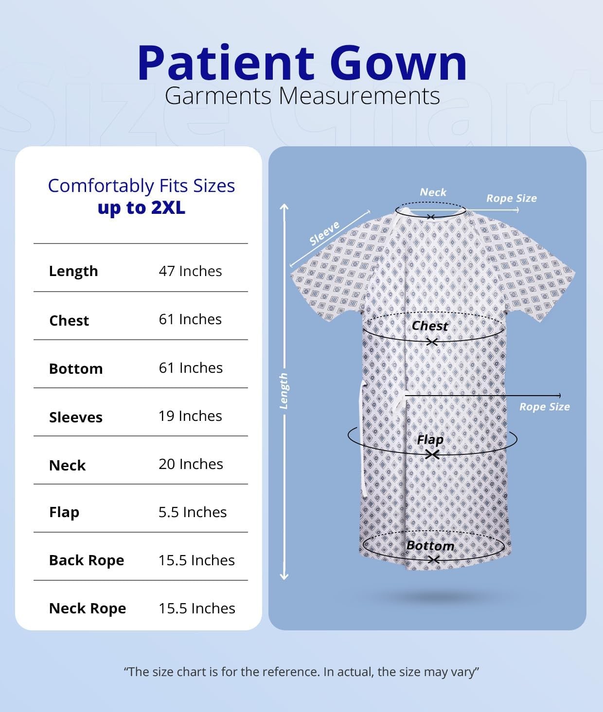 Unisex Hospital Gowns Patient with Back Tie for Men and Women Comfortably Fits