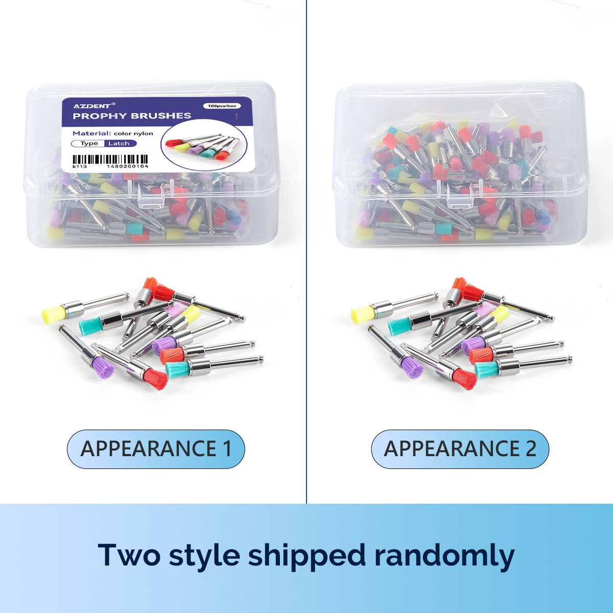 AZDENT Dental Colorful Nylon Bowl Polishing Polisher Prophy Brushes flat type