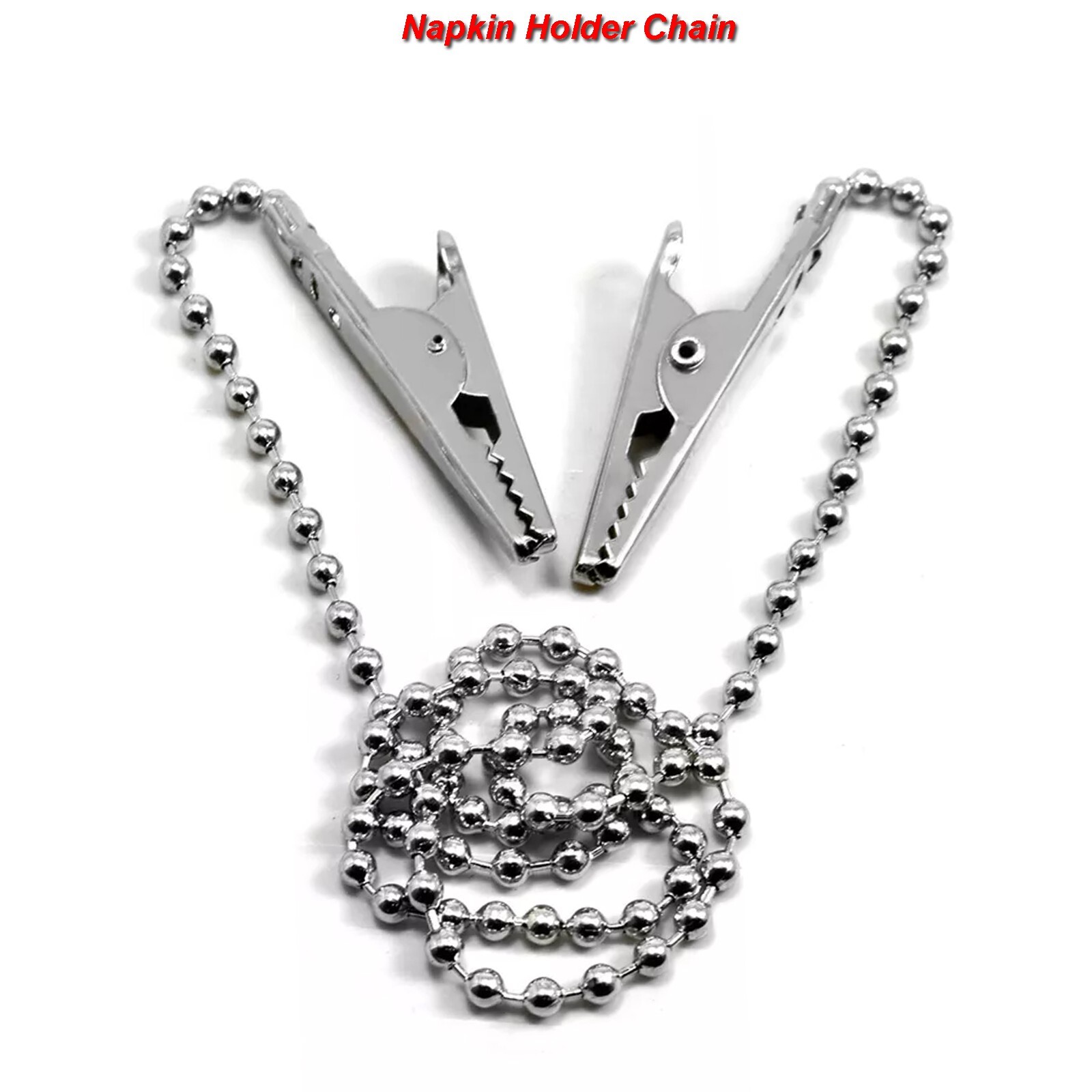 Dental Napkin Holder Chain Flexible Crocodile Bib Clips Metal Balls Dentist Lab