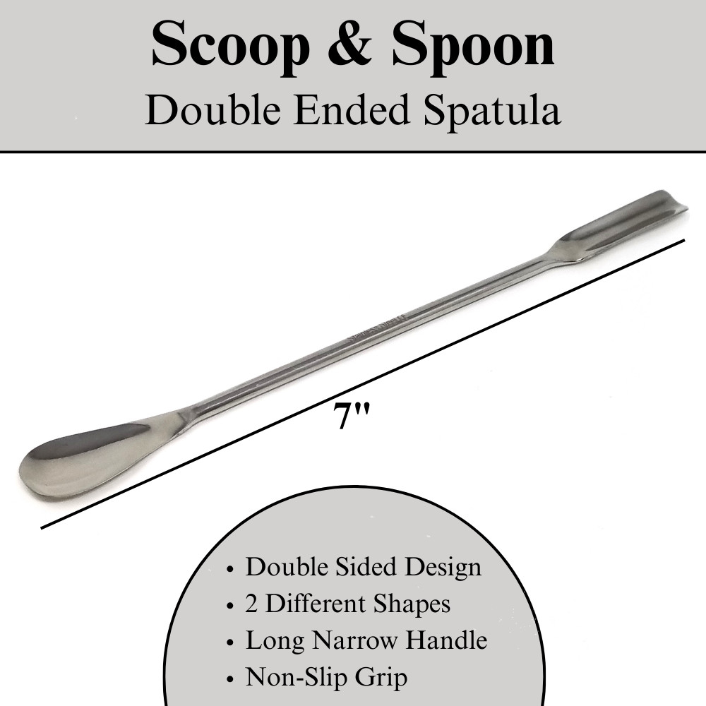 6Pcs 17.75cm Stainless Steel Spatula Chemistry Laboratory Lab Metal Spoon Scoop