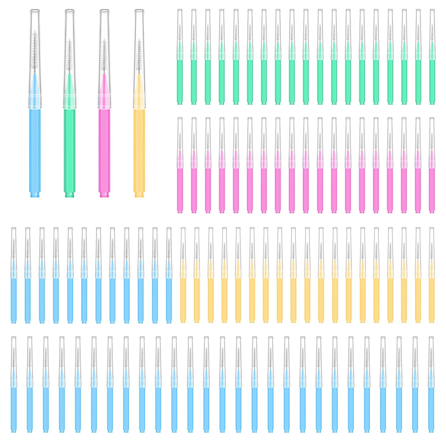 100PCS Interdental Brushes Between Teeth 1 Count (Pack of 1), Bright Colors