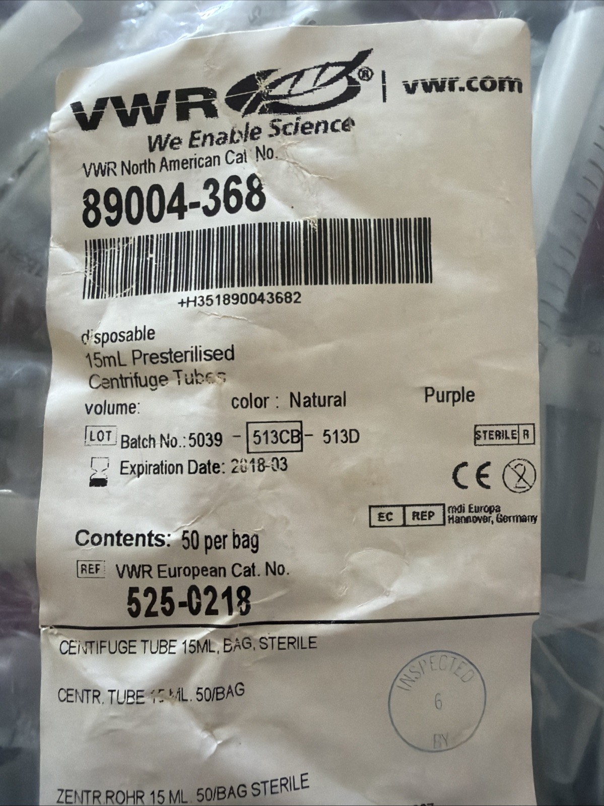 15 mL Presterilized Centrifuge Tubes with Caps 50 Pack Plastic Test Tubes