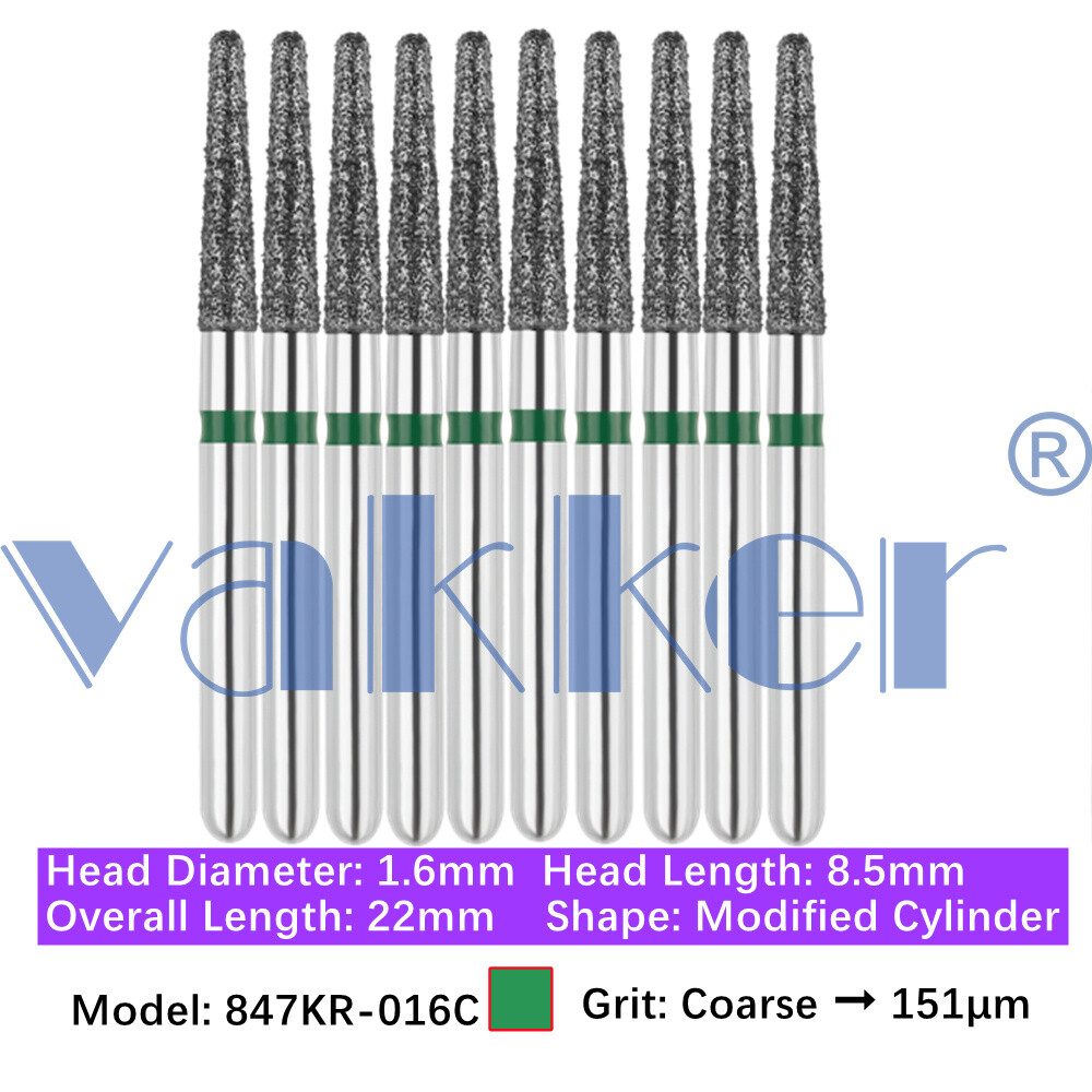 Vakker 10pc Diamond Bur Modified Flat End Taper Handpiece Bur Fine Medium Coarse