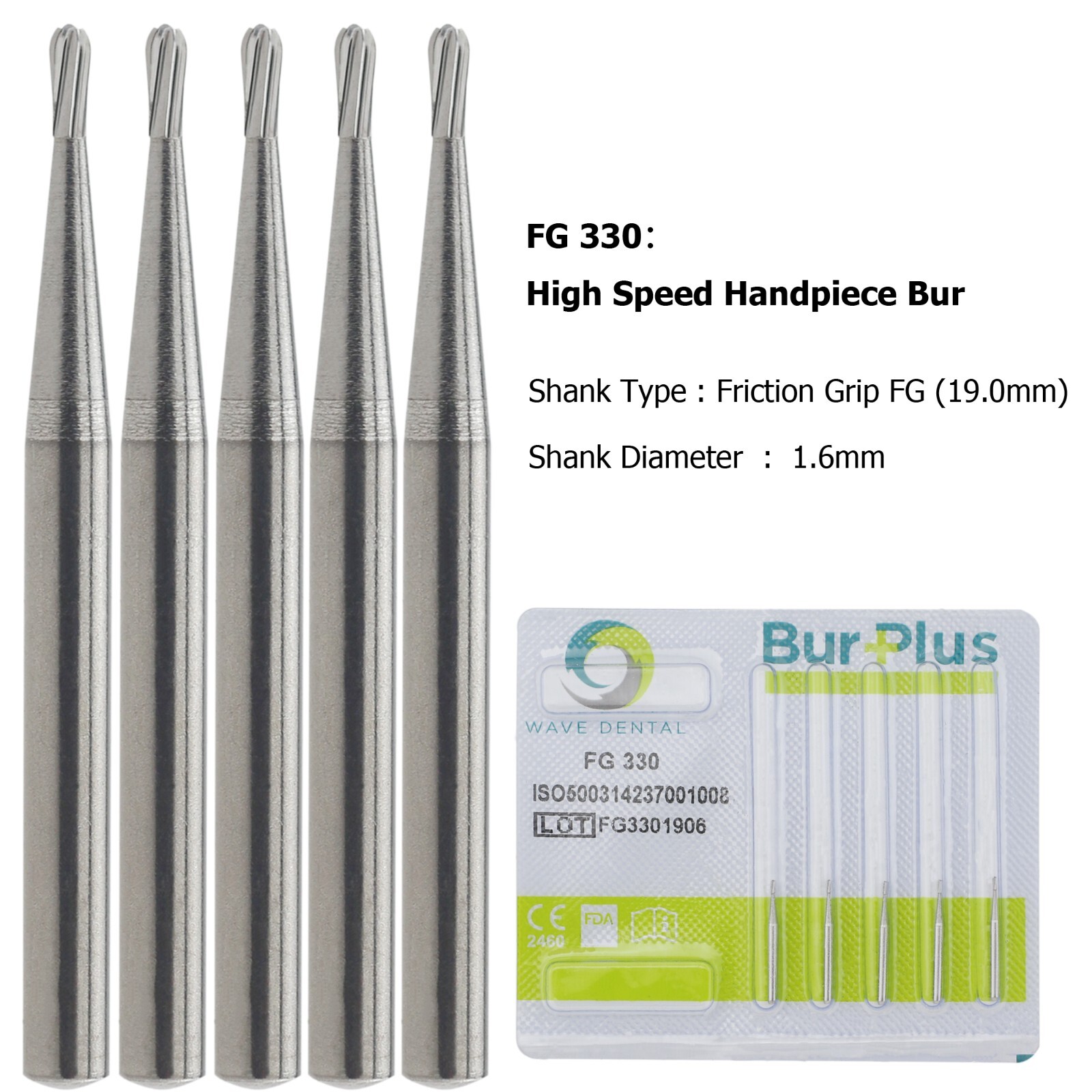 Wave Dental Carbide Bur FG330 Round 1/4 2 4 6 8 557 Friction Grip High Speed Bur