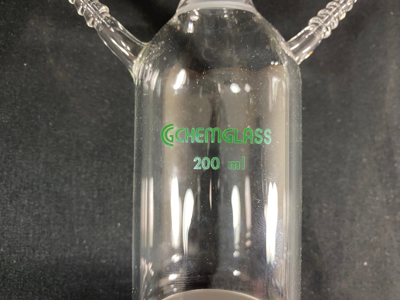 CHEMGLASS 200mL 24/40 4mm TEF STPK F Frit Solid Phase Peptide Synthesis Vessel