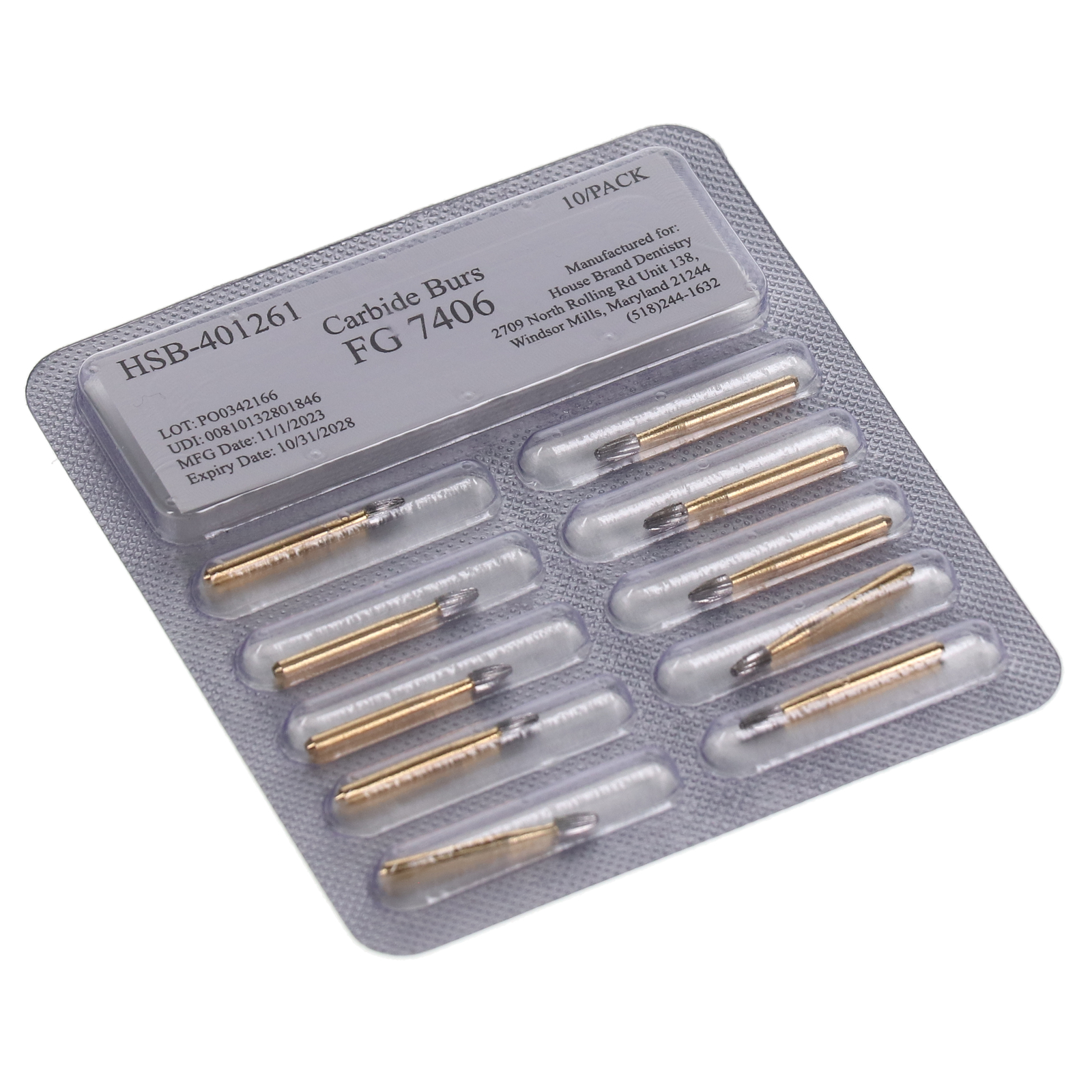 House Brand Dentistry 401261 FG #7406 12-Blade Egg Trimming Finishing Burs 100Pk