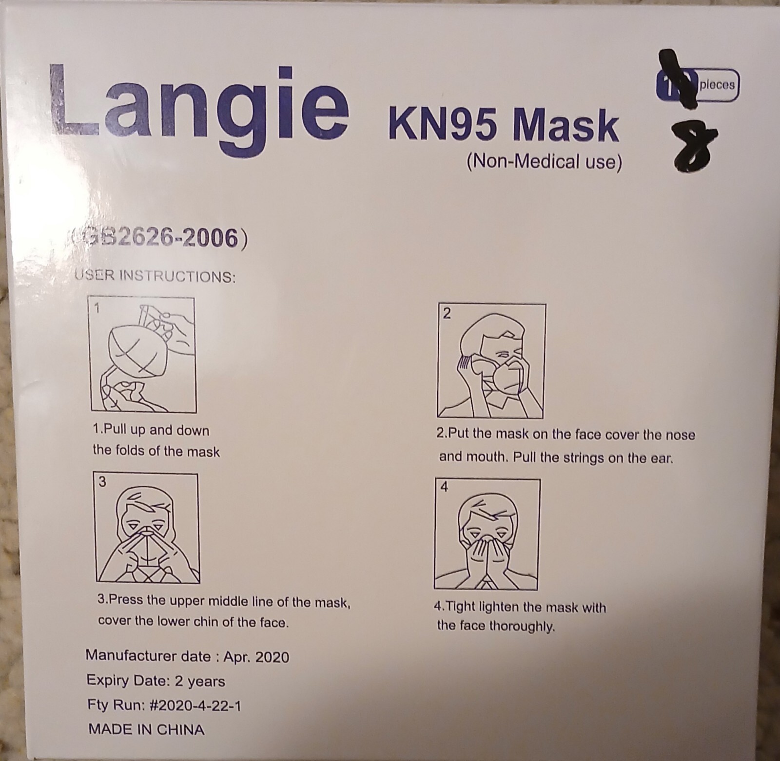 Langie Kn95 Mask 8/pk