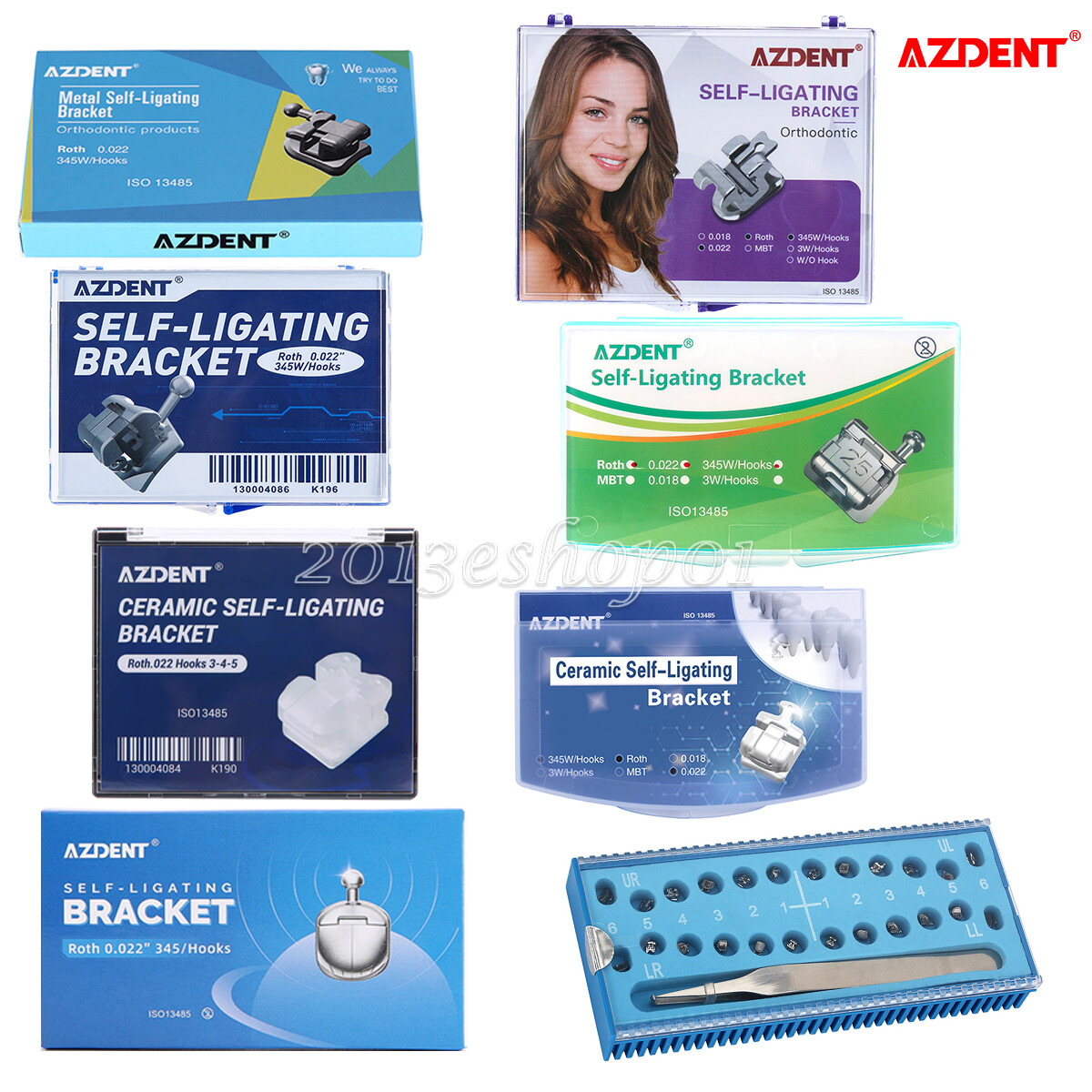 AZDENT Dental Self Ligating Bracket Braces 15 Types Mini Roth/MBT.022 345HK