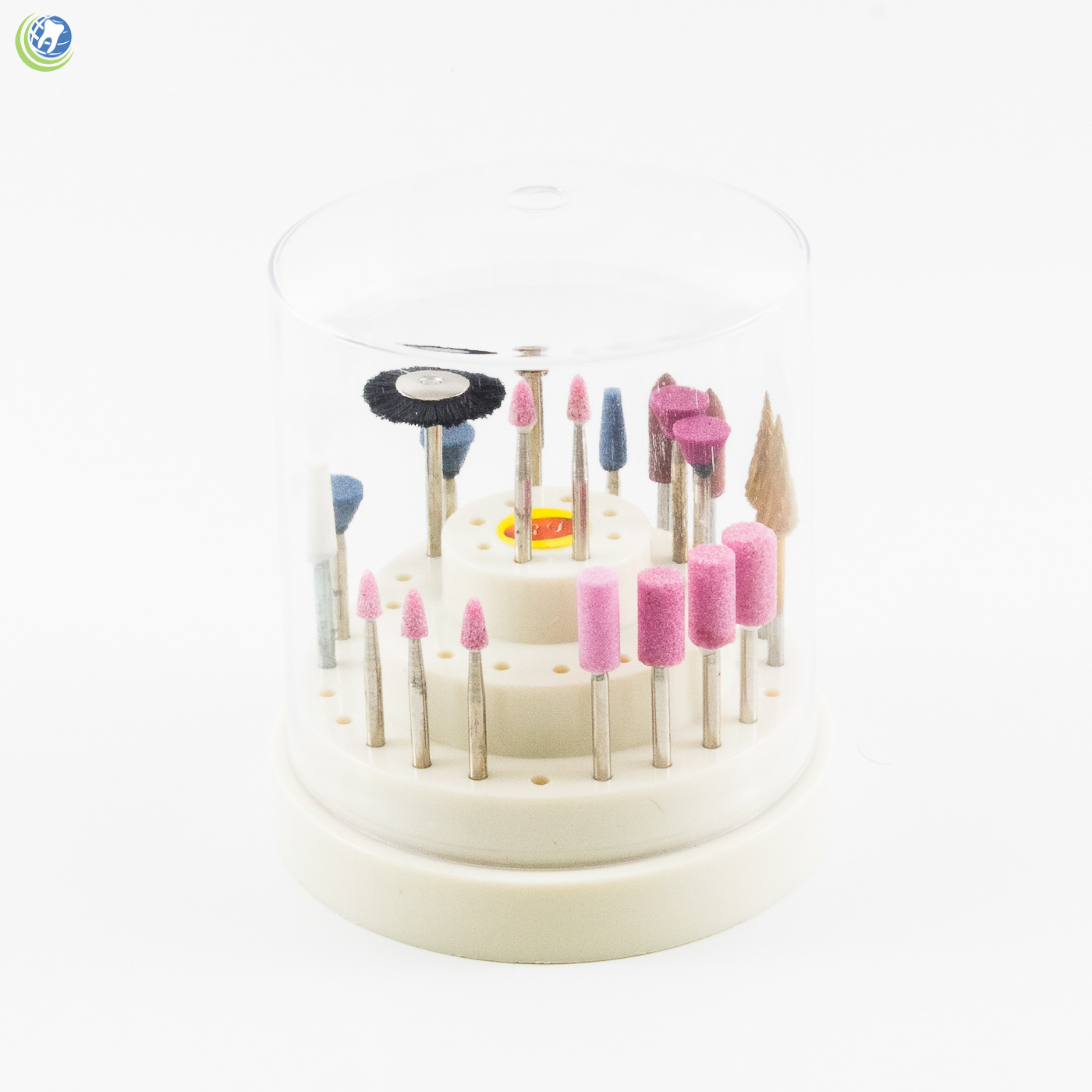 Dental Laboratory Bur Block Holder Station Plastic Lid Holds 48 Burs HP FG 3/32″