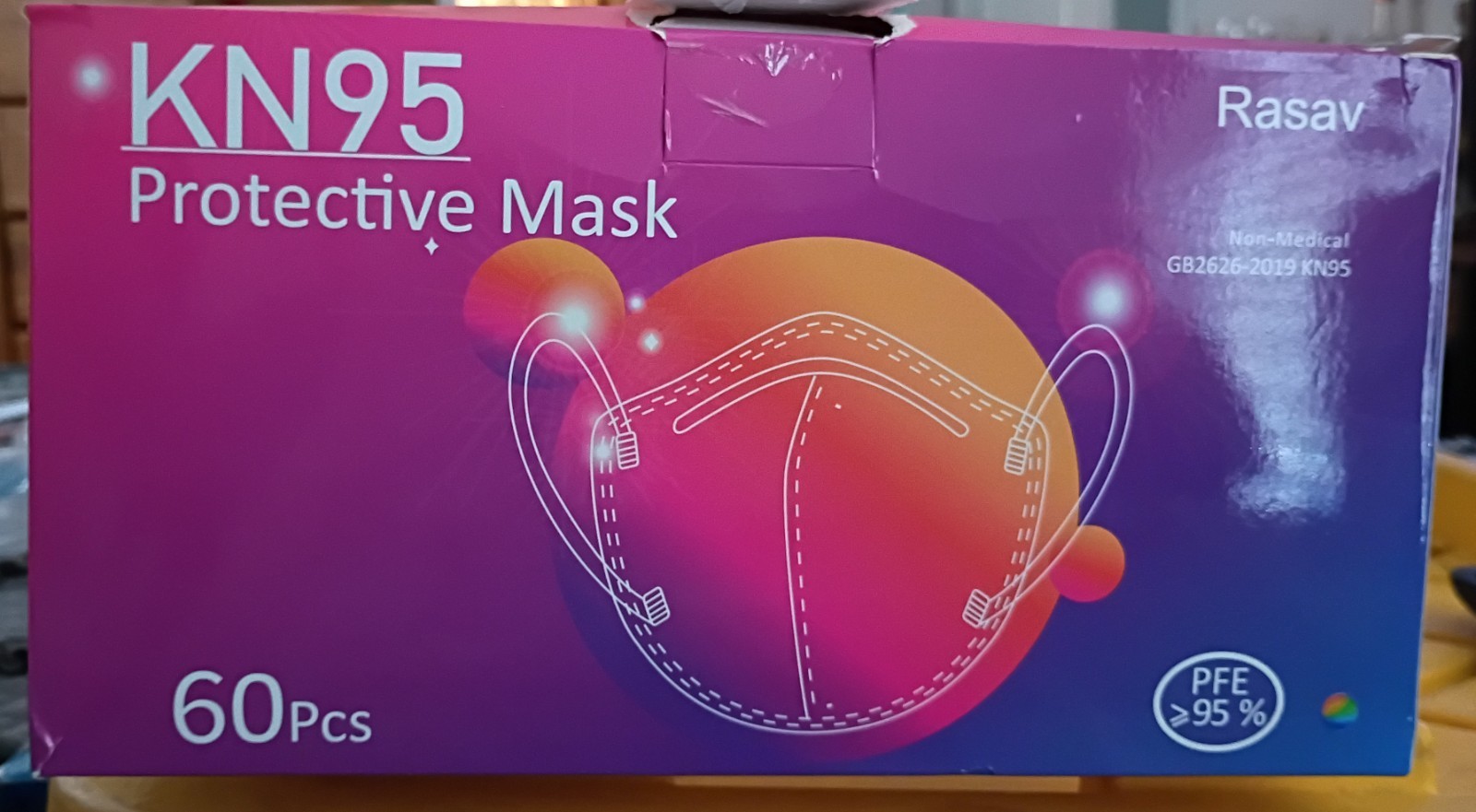 KN95 Face Mask Breathable 5-Layer Protection 6 packs of 10 = 60 masks per box