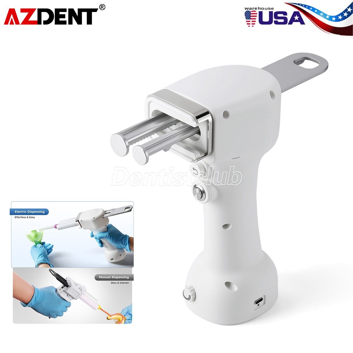 Dental Portable Electric Impression Mixing Dispenser Dispensing Gun 50ml 1:1/2:1