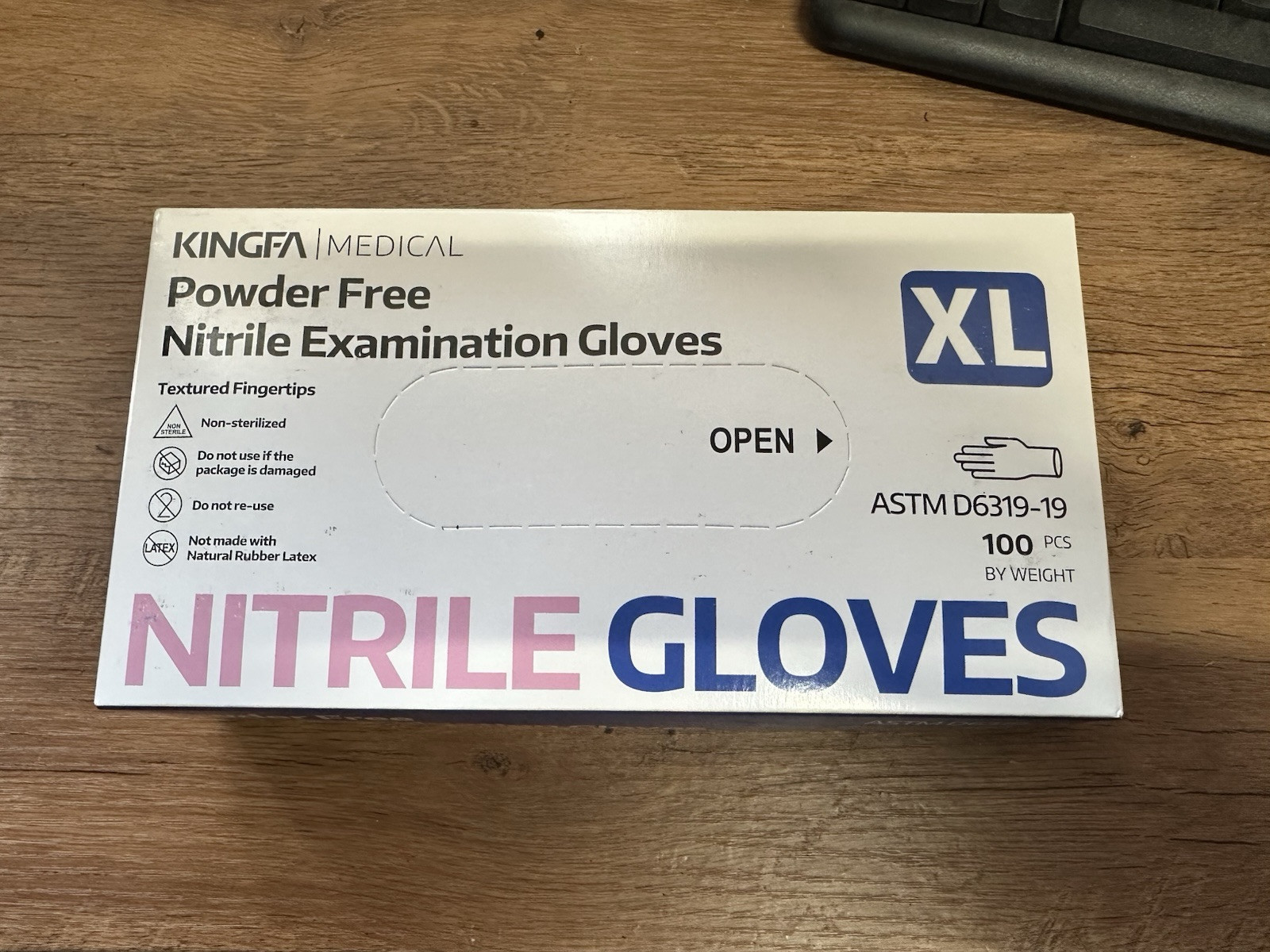 Kingfa Blue Nitrile Medical Gloves FDA Powder & Latex Free Disposable 3 mil XL.