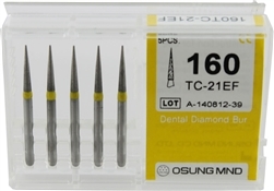 Dental Diamond Burs,Taper Conical Shape,xtra Fine Multi-Use 5 Pcs/Pk [1560-TCEF]