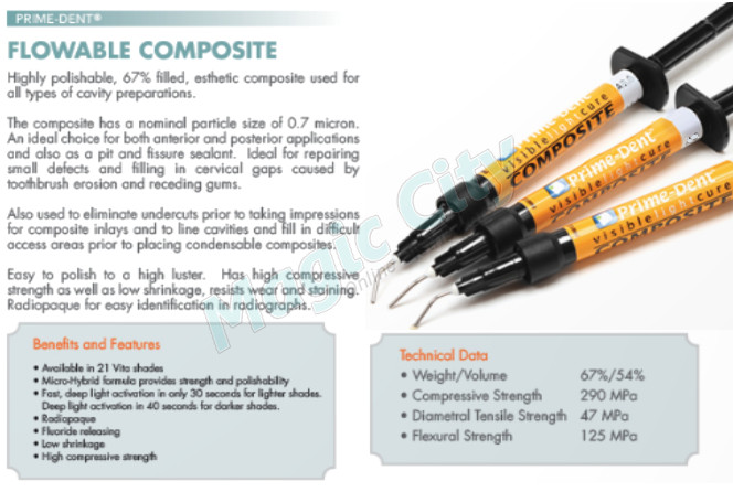Prime-Dent Micro Hybrid VLC Flowable Composite Resin – A2 Shade
