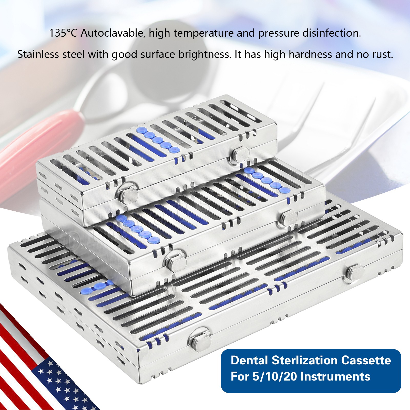 1-10 DENTAL AUTOCLAVE STERILIZATION CASSETTE RACK BOX TRAY 5/10/20 Instruments
