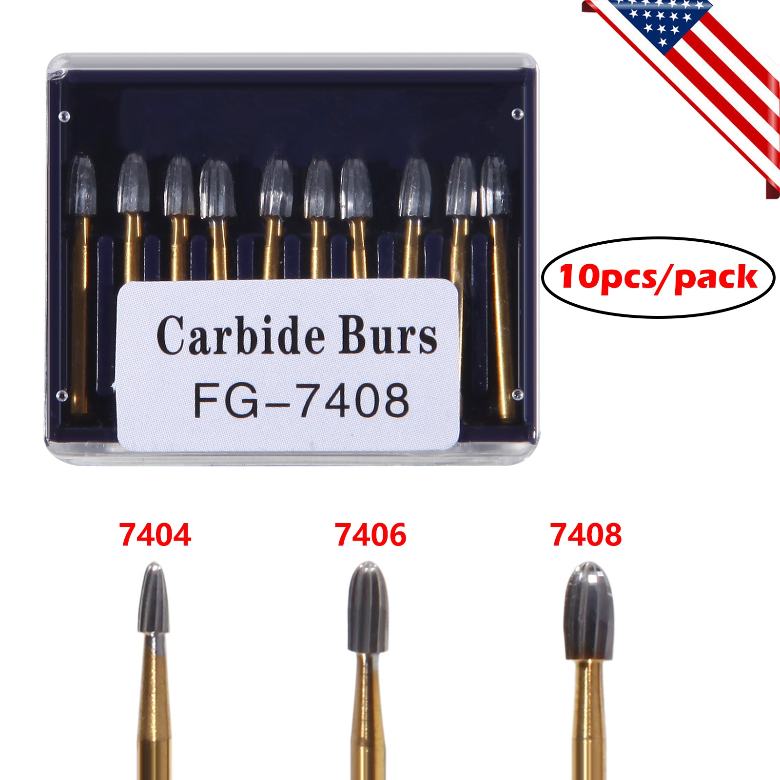 Dental Tungsten Carbide Bur Trimming & Finishing Egg Football FG7404/7406/7408