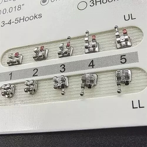 1-200 Sets Dental Orthodontic Metal Brackets Mini Roth 022 345 hooks Mesh Base