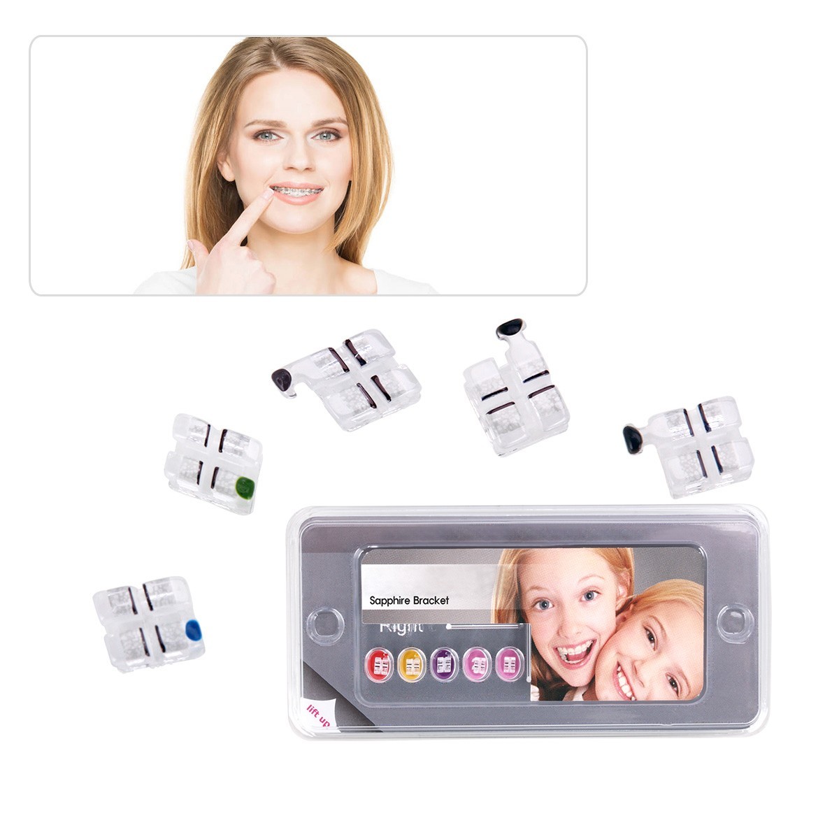 Dental Orthodontic Monocrystalline Sapphire Brackets Mini Roth 022 345 Hooks AZ
