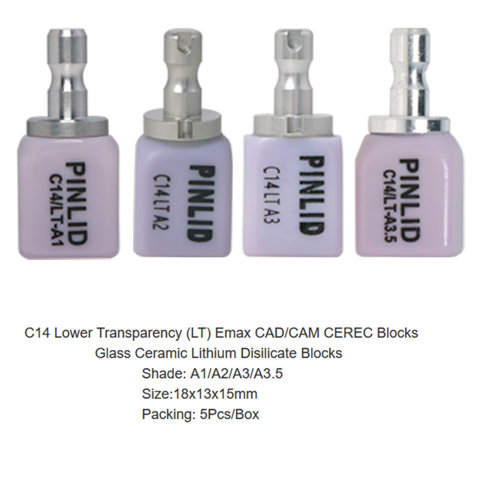 Dental lithium disilicate glass-ceramic C14 HT/LT InLab IPS e.max CAD/CAM Blocks