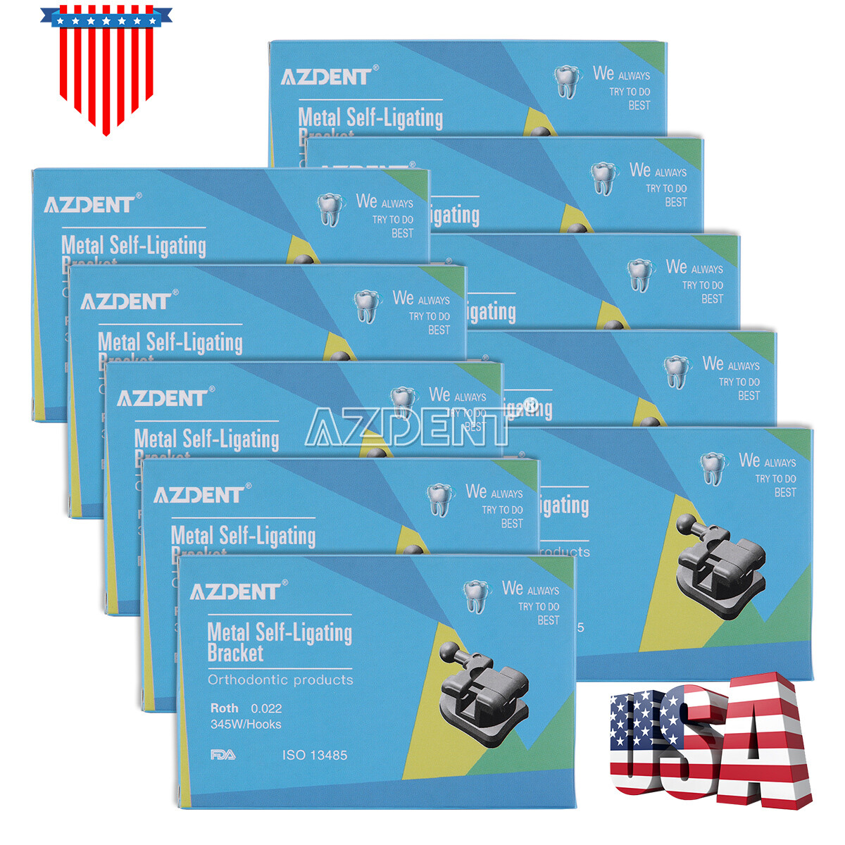 AZDENT Dental Orthodontic Self-Ligating Brackets Braces Mini MBT/ Roth 022