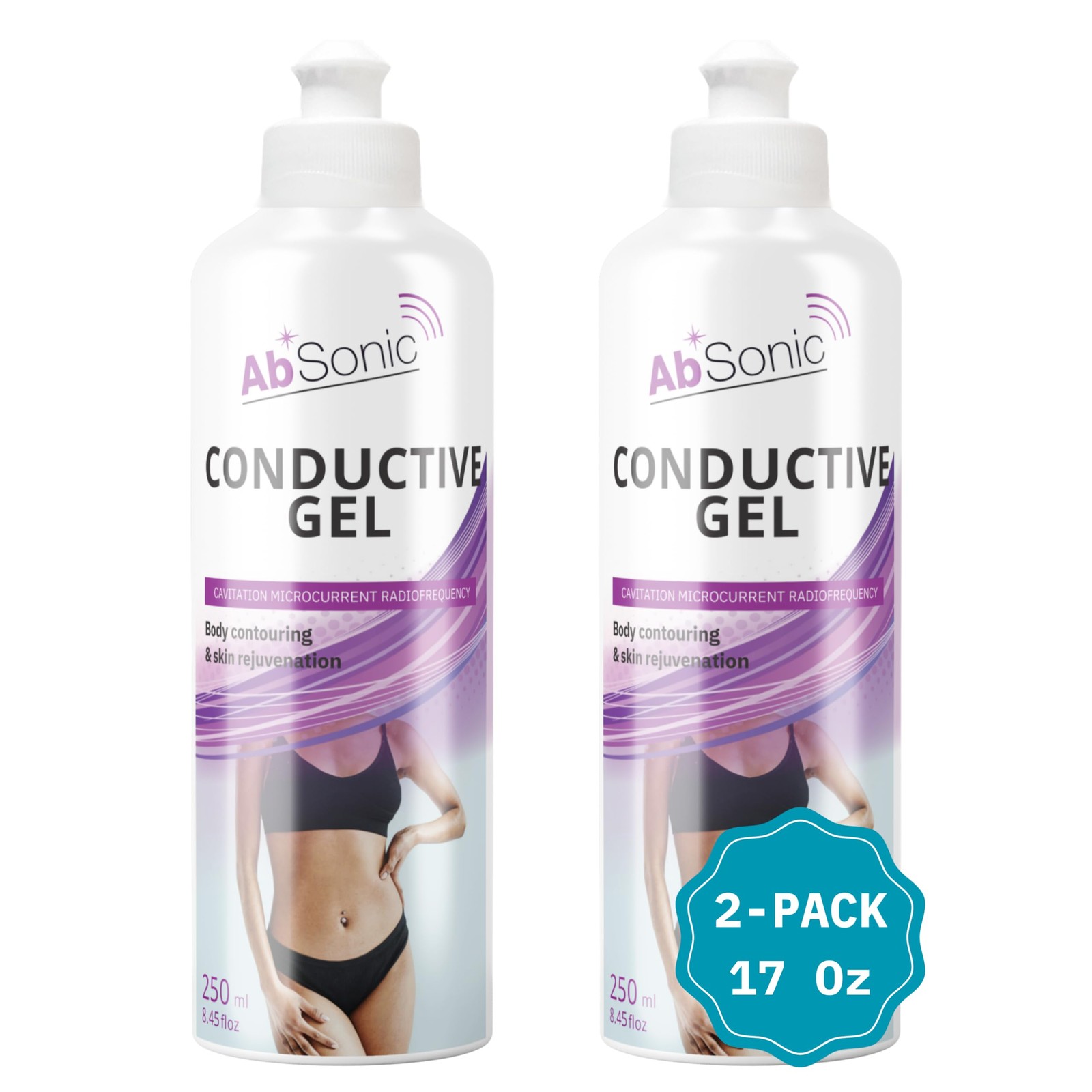 Absonic Conductive Gel for Ultrasound, Cavitation, 2 x 8.5 oz Bottle