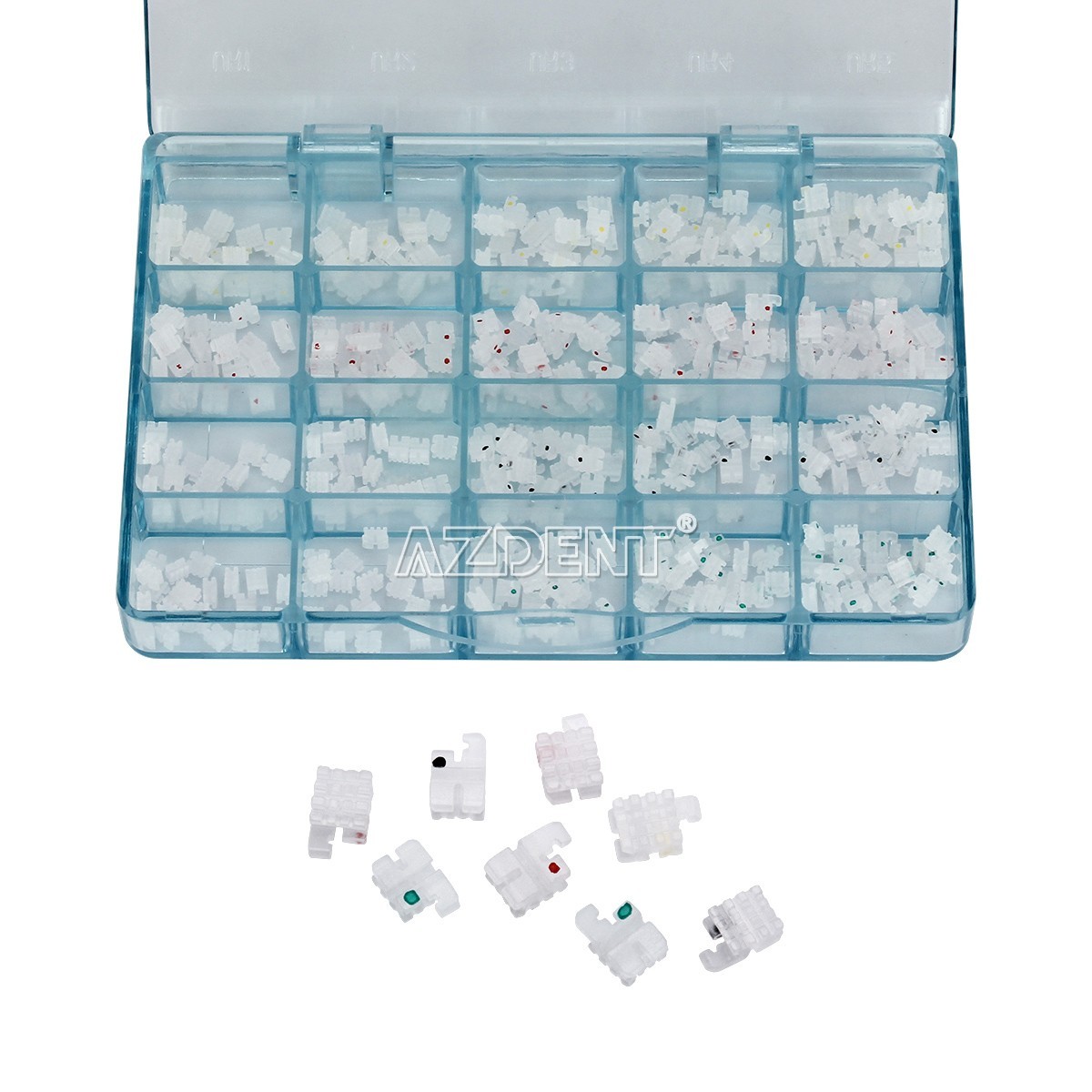 400Pc AZDENT Dental Orthodontic Ceramic Brackets Braces Roth/MBT .022 345 Hooks
