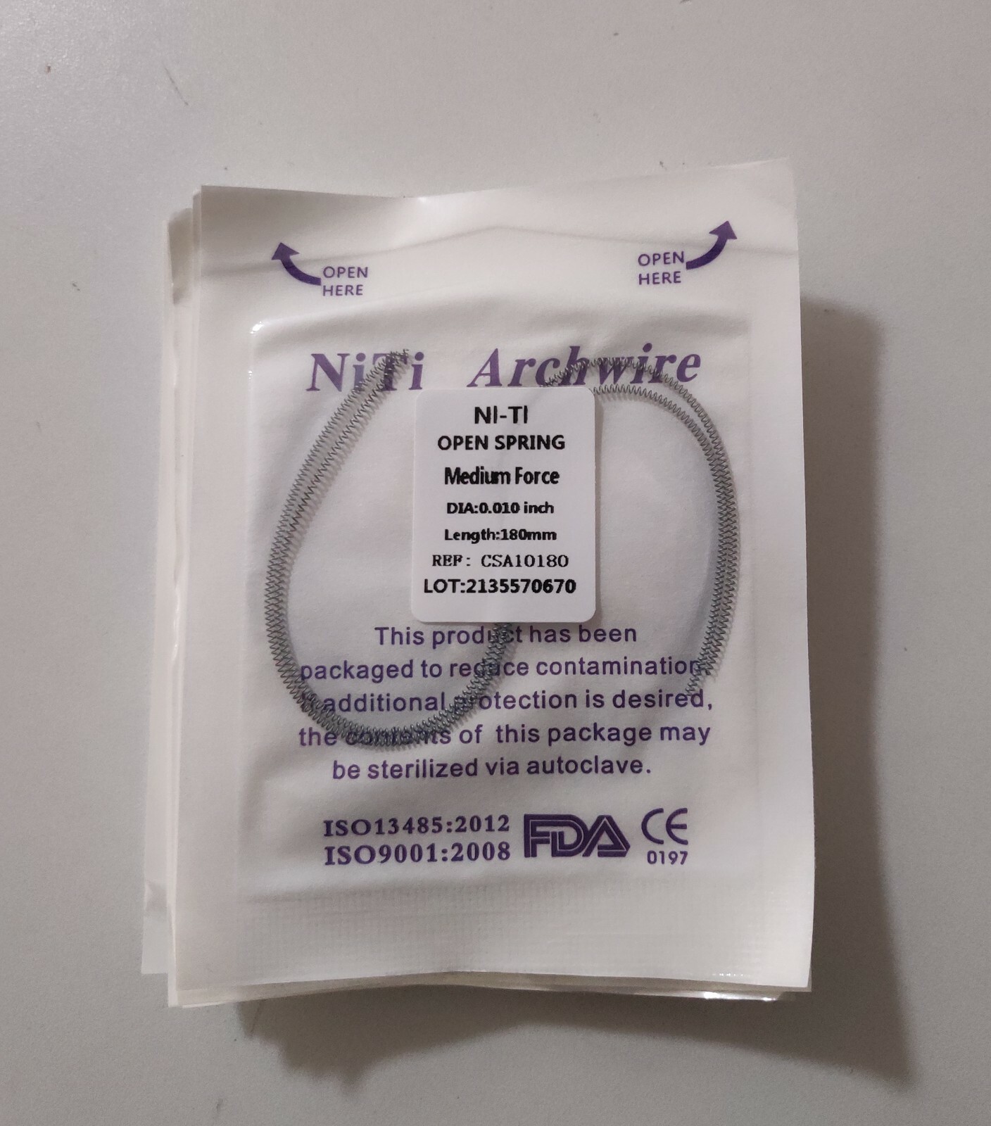 5 Packs Dental Orthodontic Coil Open Spring 010*180mm Niti Alloy Medium Force