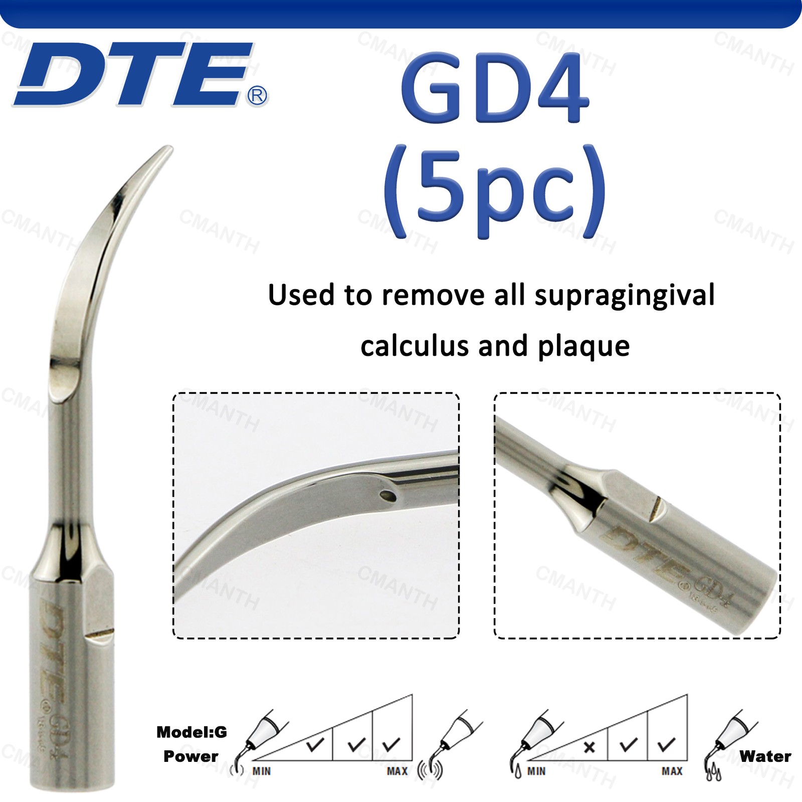 US Woodpecker DTE Dental Ultrasonic Scaling Tip Endo Tips Fit EMS SATELEC 5Pcs