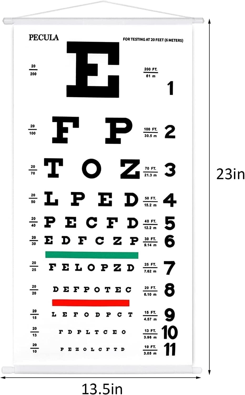 Eye Chart, Snellen Eye Chart, Canvas Wall Chart Non-Reflective, Hang Wooden F…
