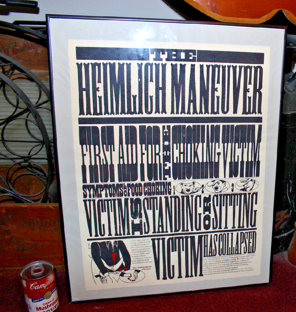 Vintage Unusual Heimlich Maneuver Poster-Choking Poster-Odd Wording-Framed-LQQK