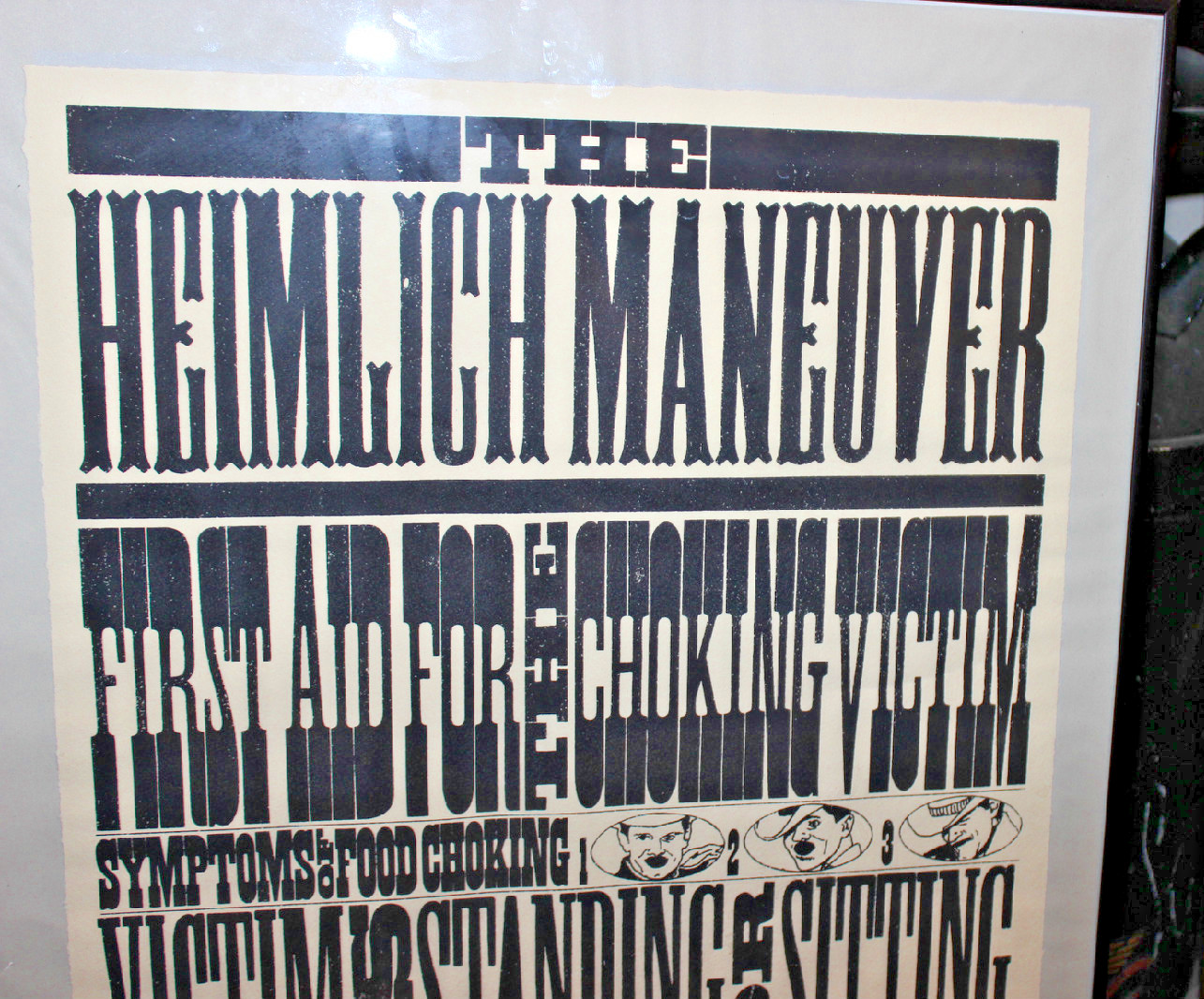 Vintage Unusual Heimlich Maneuver Poster-Choking Poster-Odd Wording-Framed-LQQK