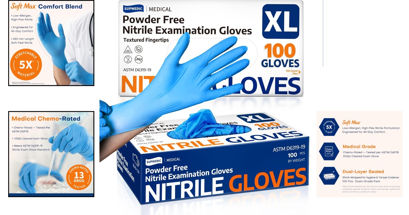 100 Count Blue Nitrile Gloves – Safe, Durable & Allergy-Free for Everyday Use