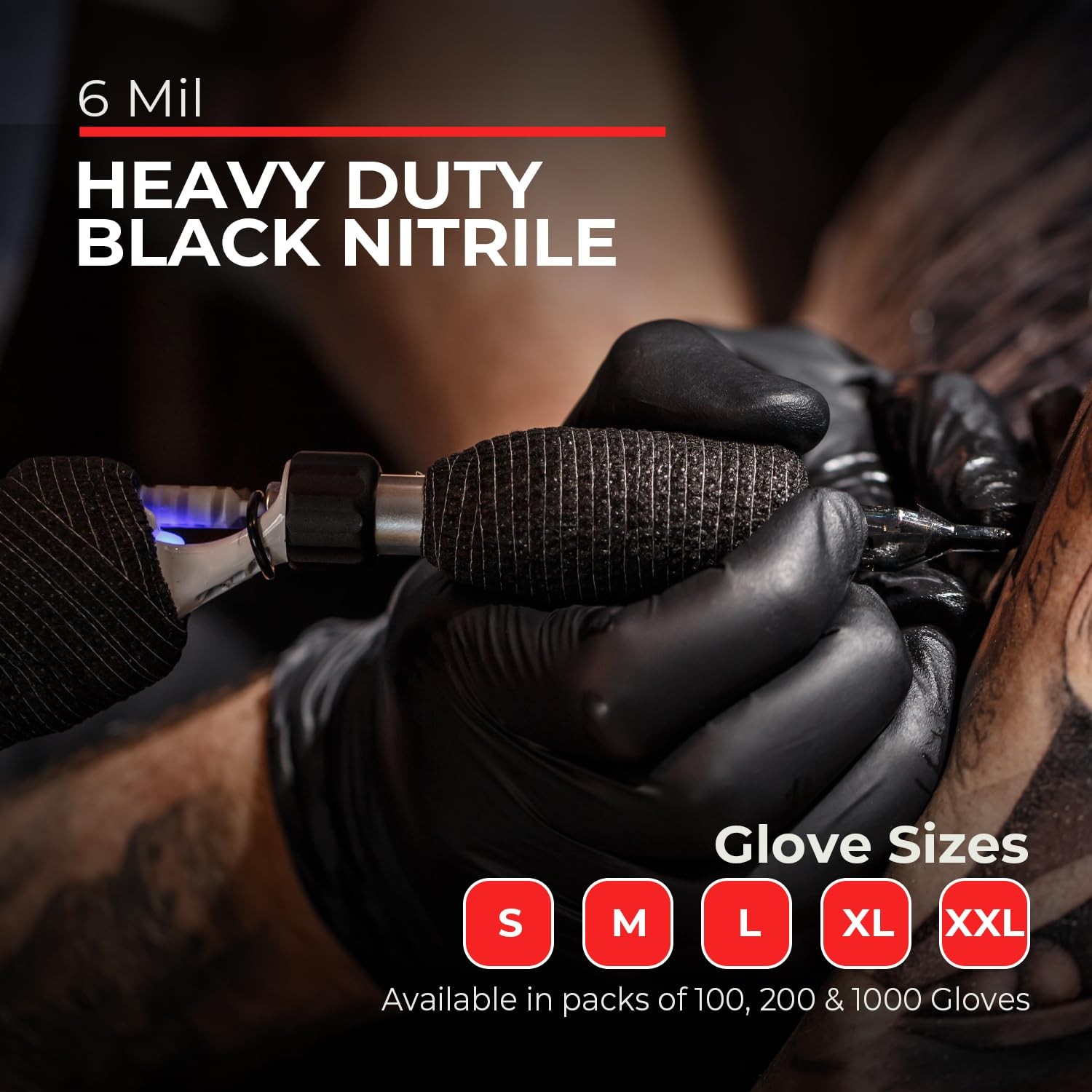 Nitrile Gloves Heavy Duty 6 Mil Black Disposable Latex Free Case of 1000 London