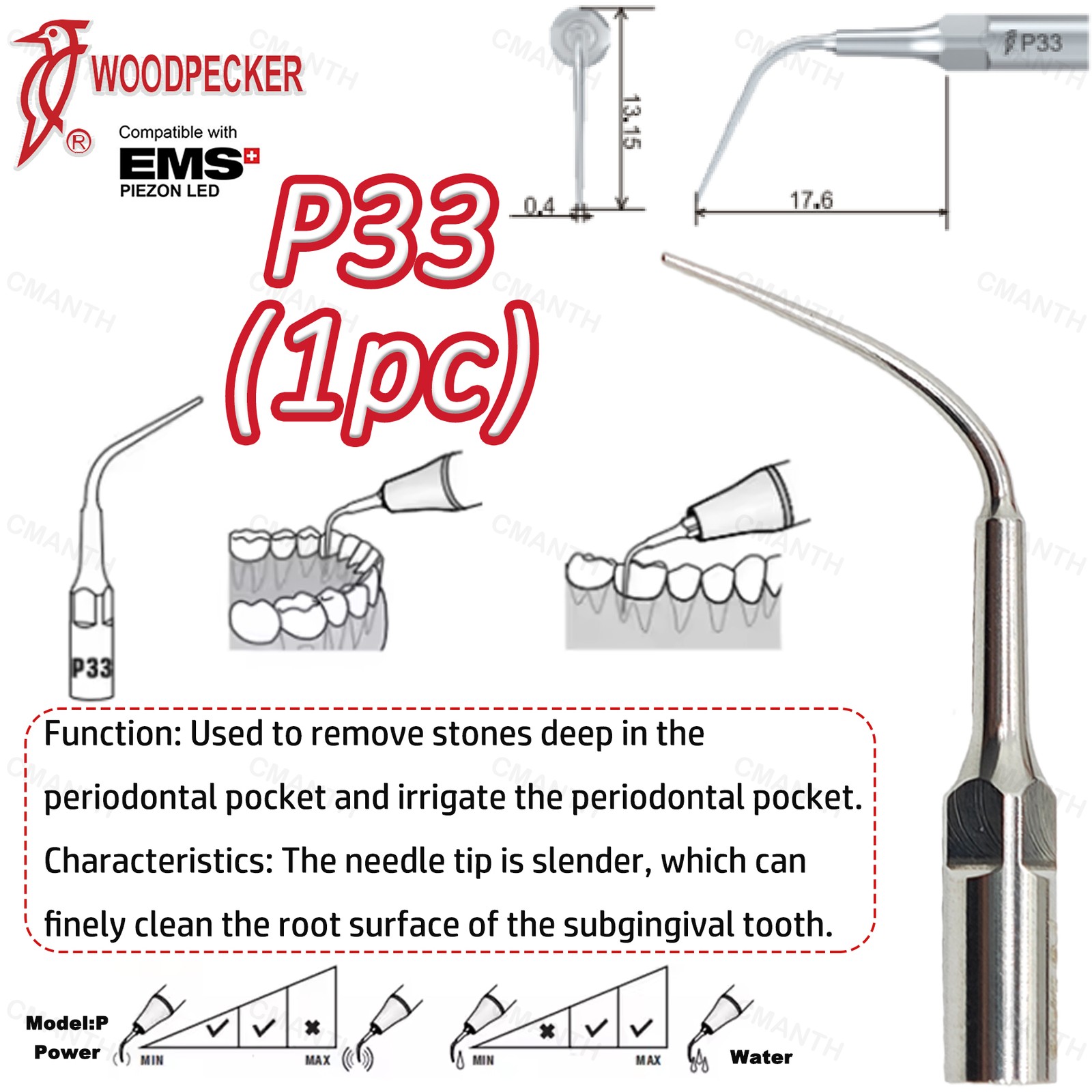 Woodpecker Dental Ultrasonic Scaler Tips Periodontics Tip Fit EMS USD Handpiece