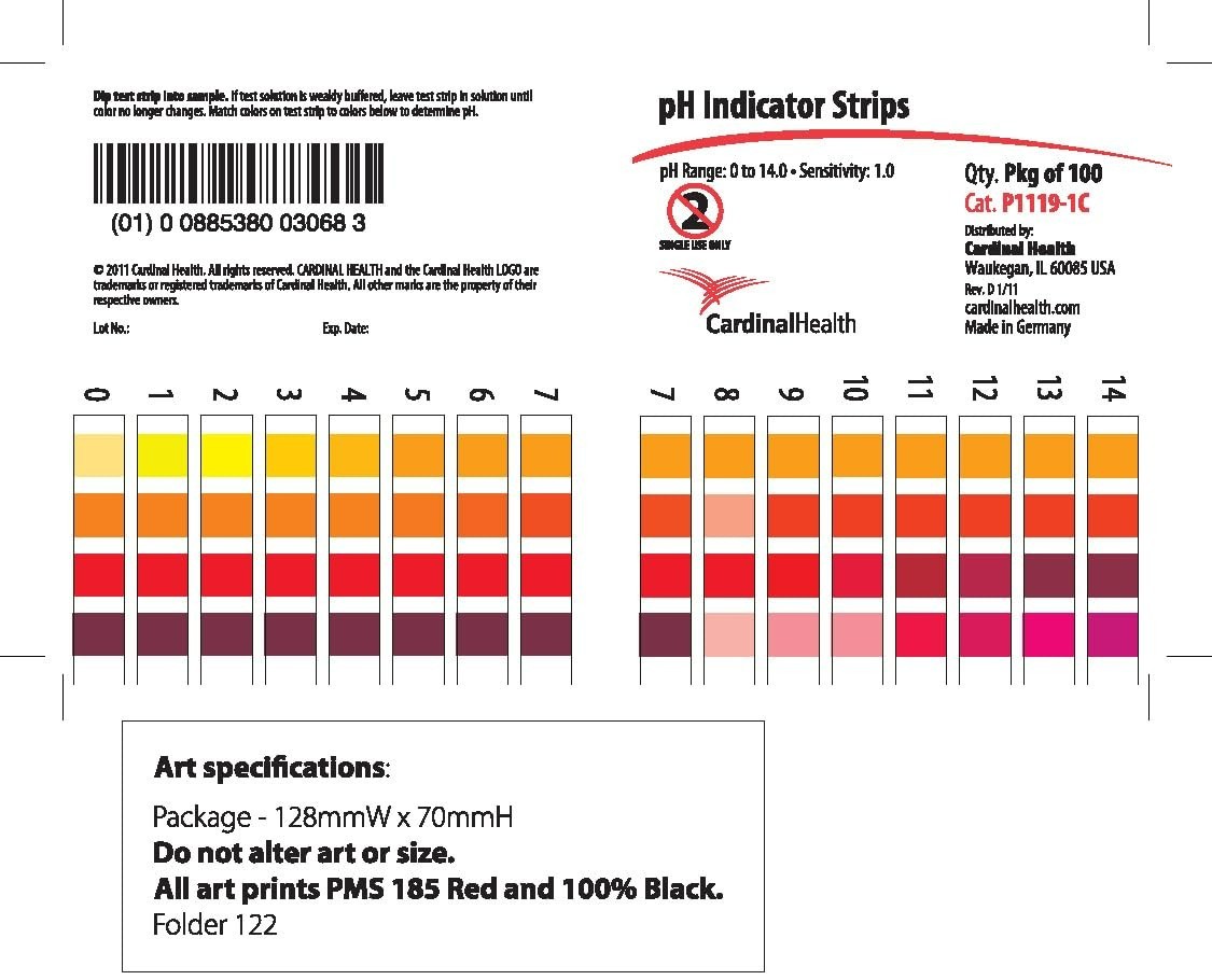 Cardinal Health pH Test Strip 0 to 14.0 pH Range, P1119-C, 100 Test Strips