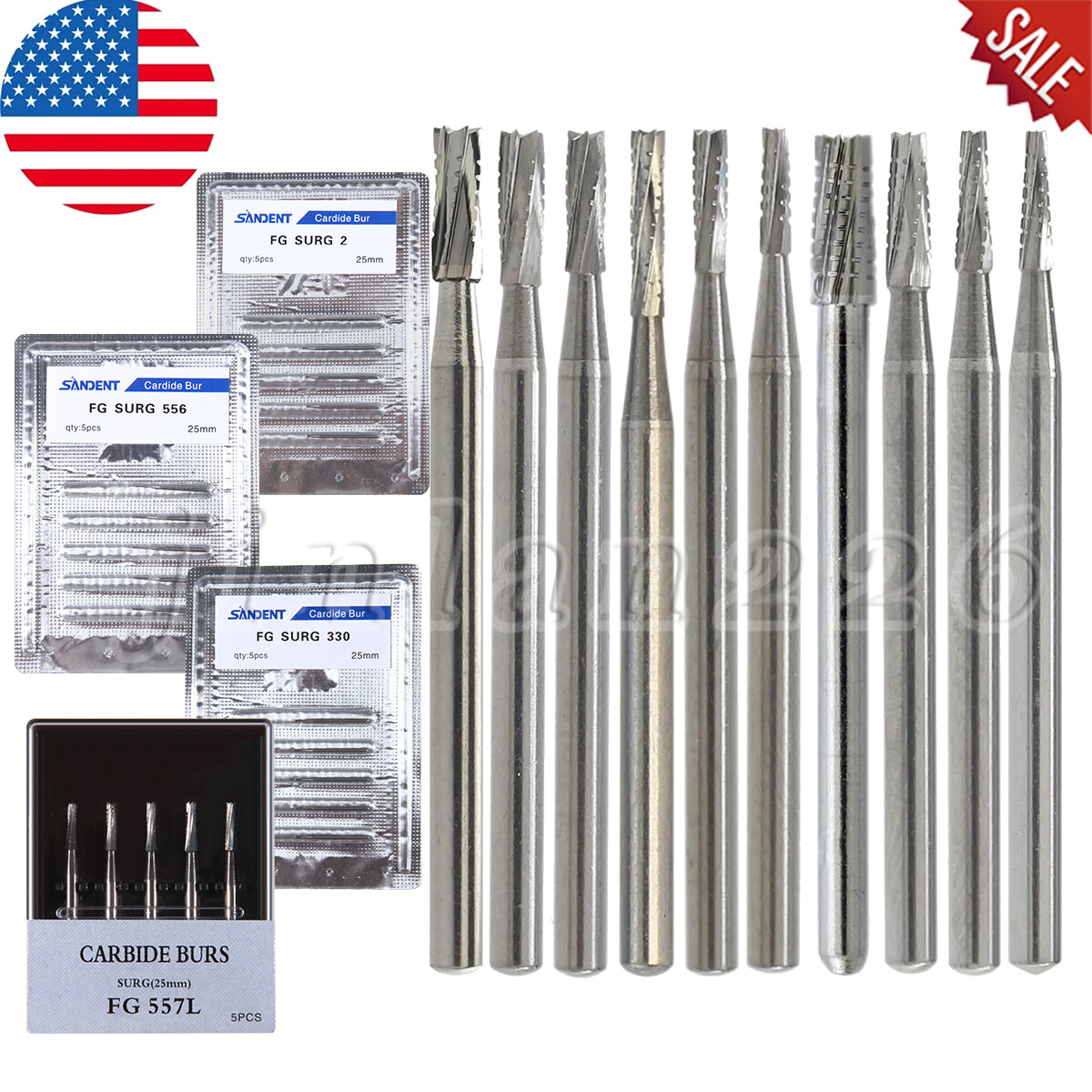 Dental Carbide Burs High Speed FG Taper Fissure 5pcs/pk