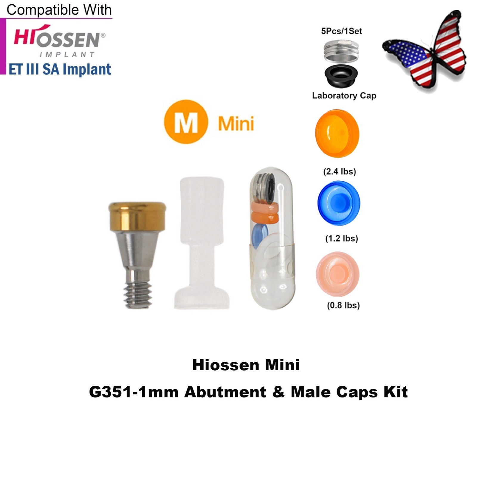 US Locator Overdenture Abutment & Male Cap Inserts Kit for Hiossen R/M Platform