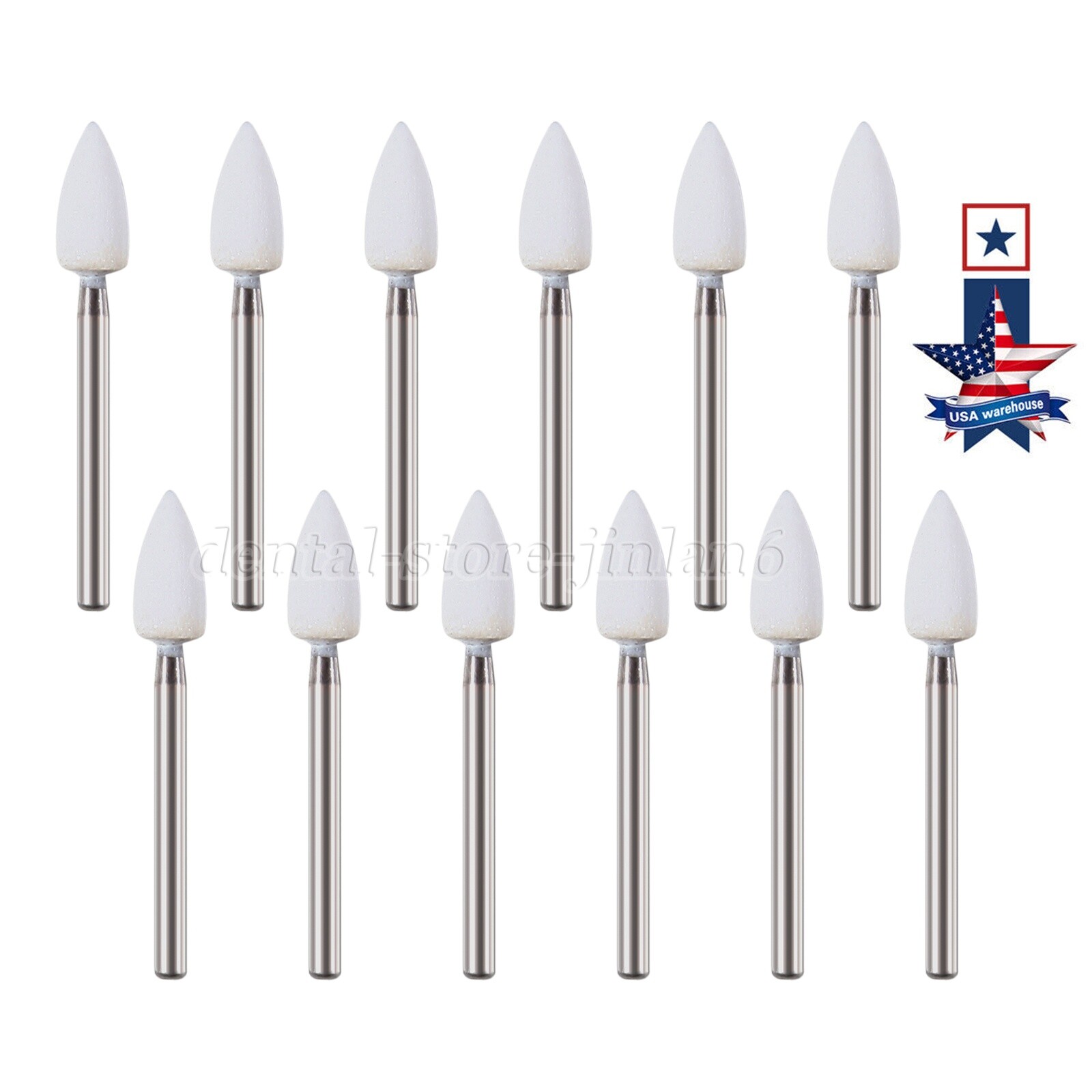 White Mounted Stone Bur FG FL3 (12 per box) Mounted Abrasion Point